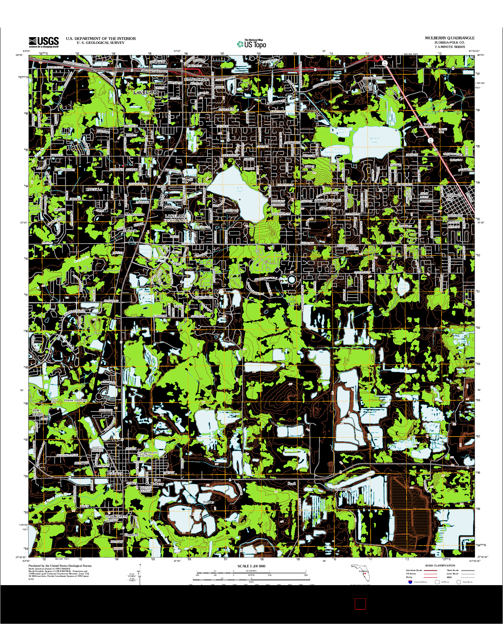 USGS US TOPO 7.5-MINUTE MAP FOR MULBERRY, FL 2012