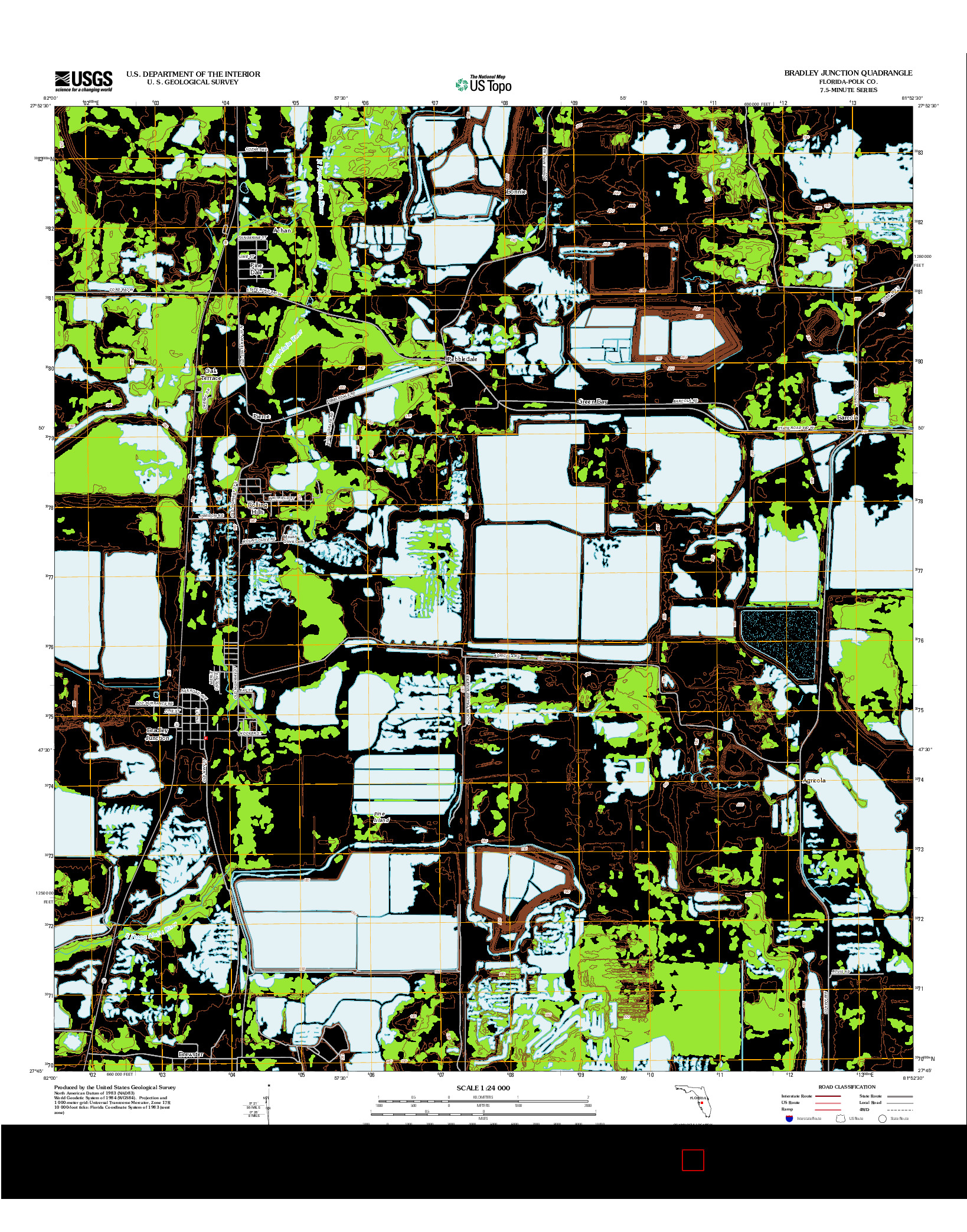 USGS US TOPO 7.5-MINUTE MAP FOR BRADLEY JUNCTION, FL 2012