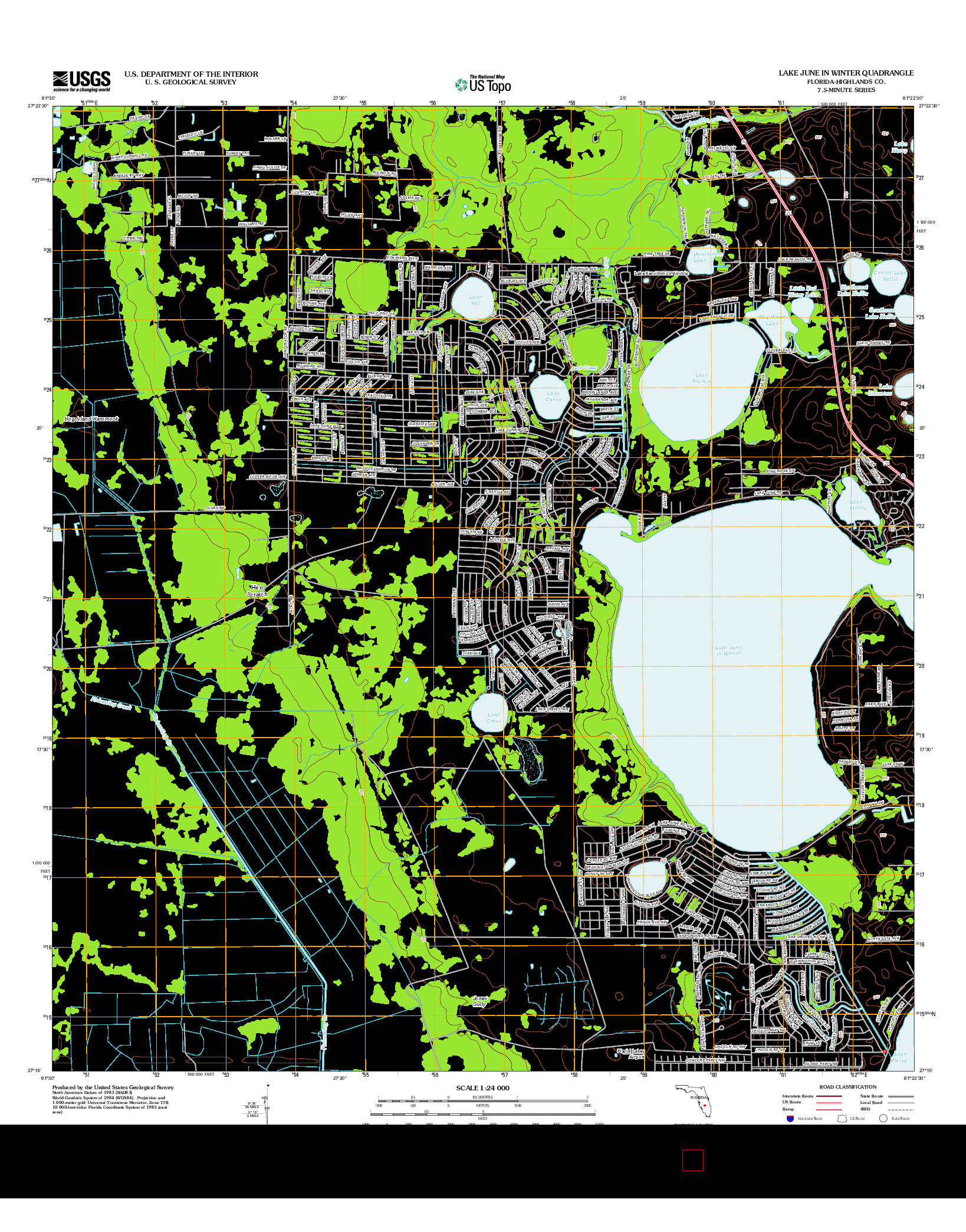 USGS US TOPO 7.5-MINUTE MAP FOR LAKE JUNE IN WINTER, FL 2012