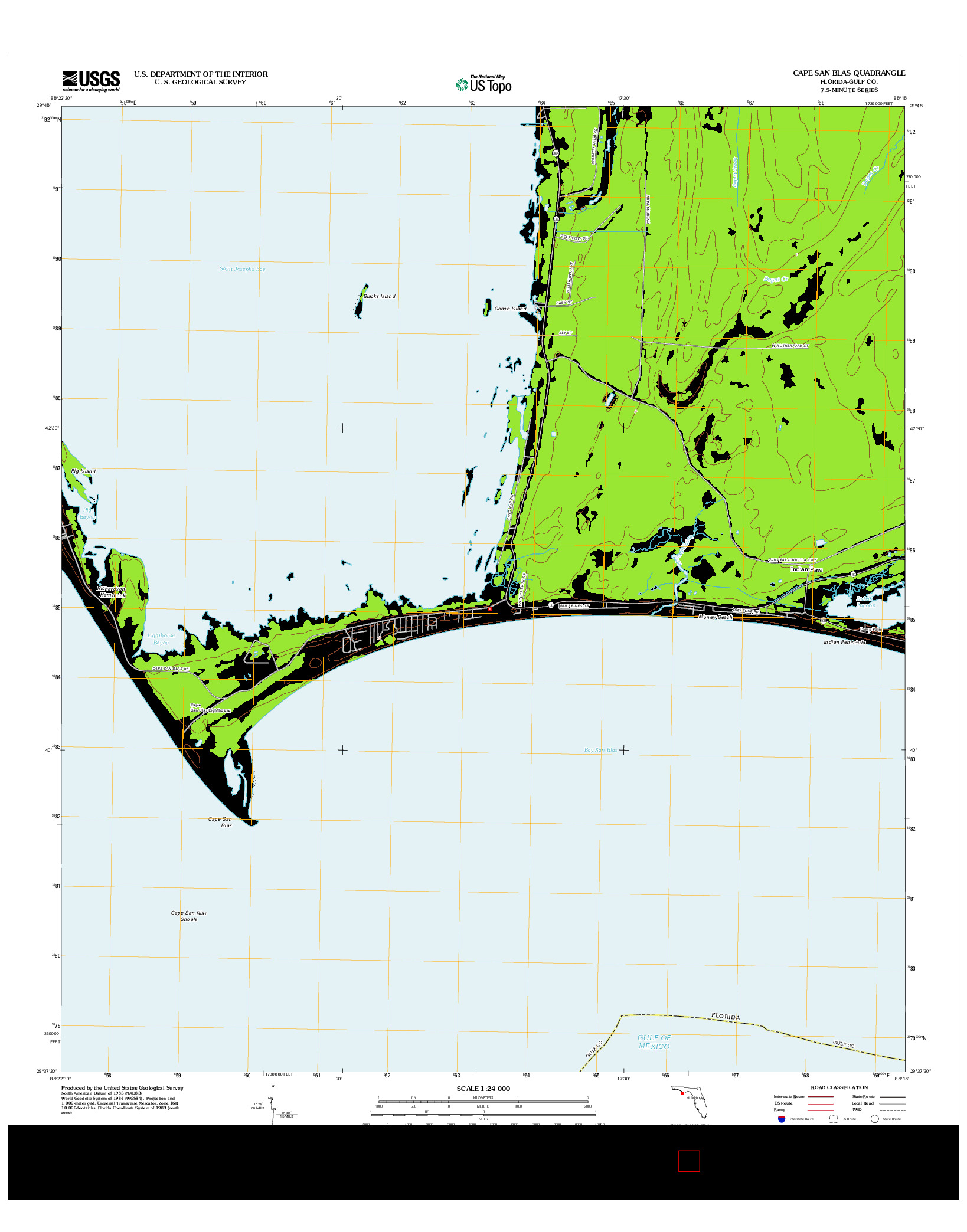 USGS US TOPO 7.5-MINUTE MAP FOR CAPE SAN BLAS, FL 2012