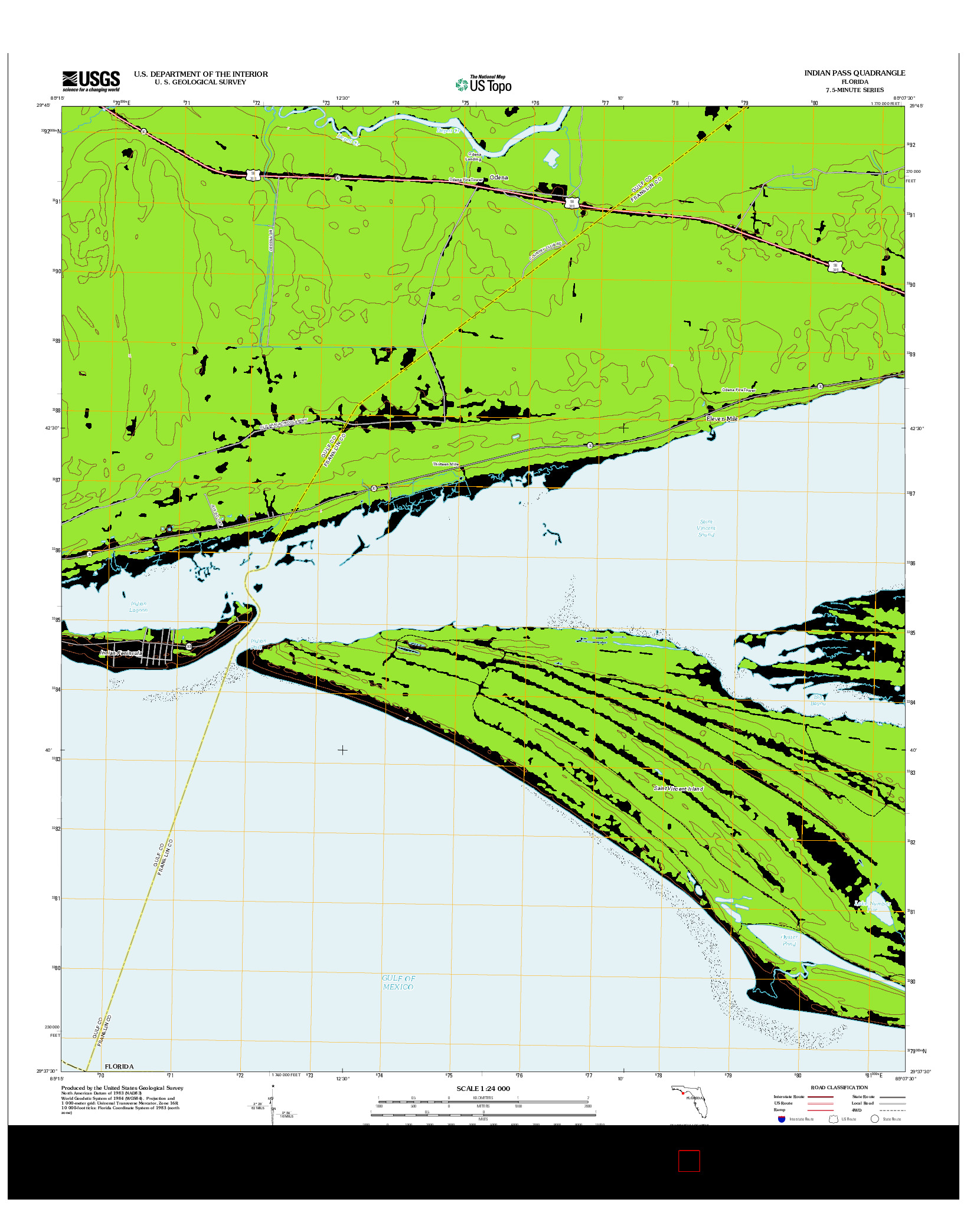 USGS US TOPO 7.5-MINUTE MAP FOR INDIAN PASS, FL 2012