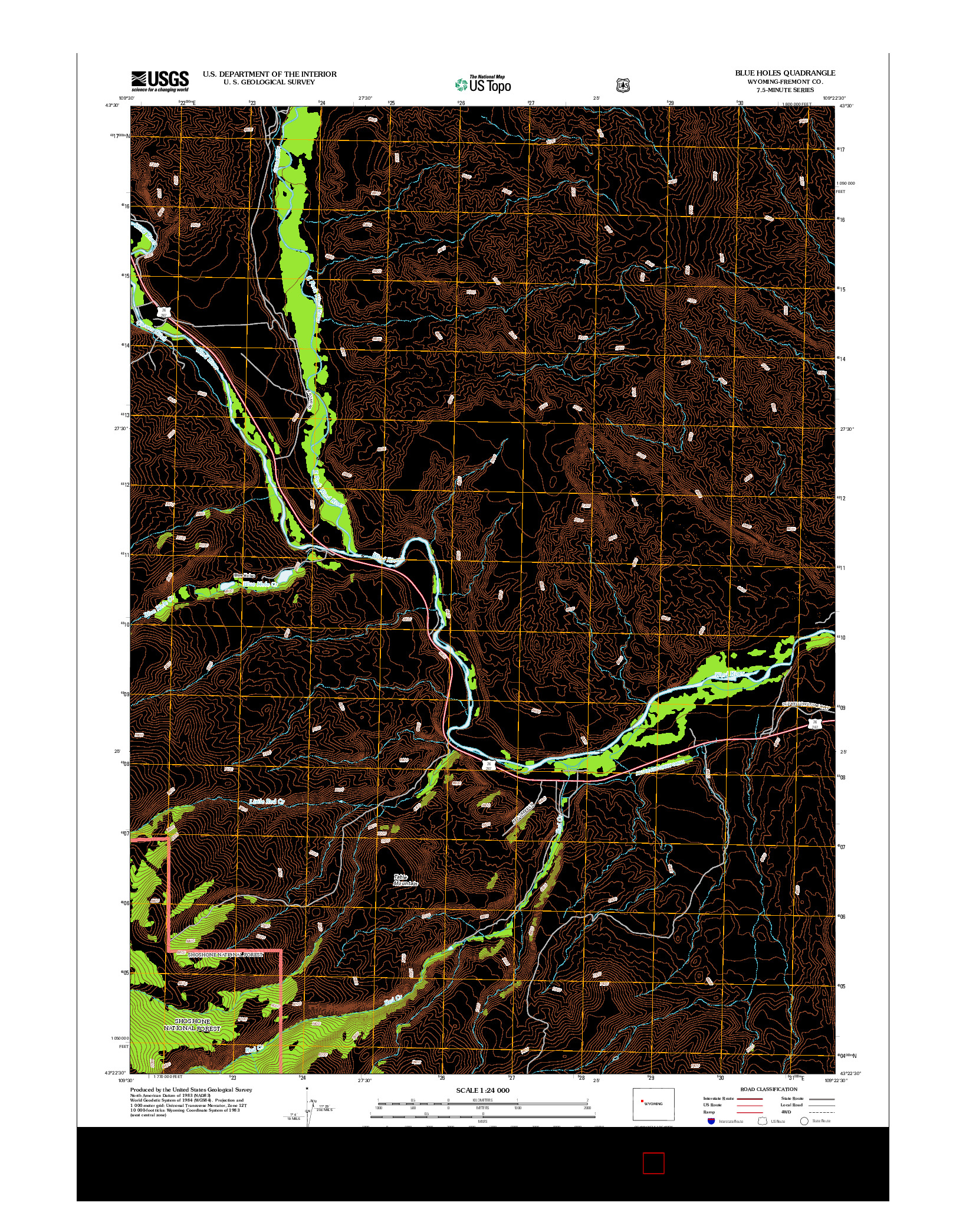 USGS US TOPO 7.5-MINUTE MAP FOR BLUE HOLES, WY 2012