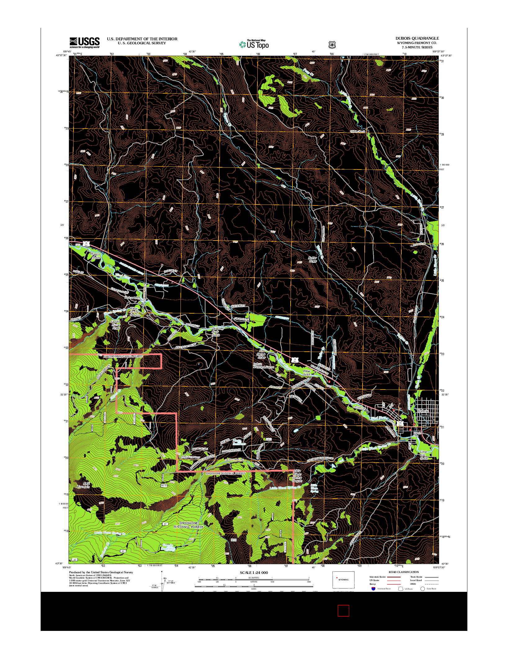 USGS US TOPO 7.5-MINUTE MAP FOR DUBOIS, WY 2012