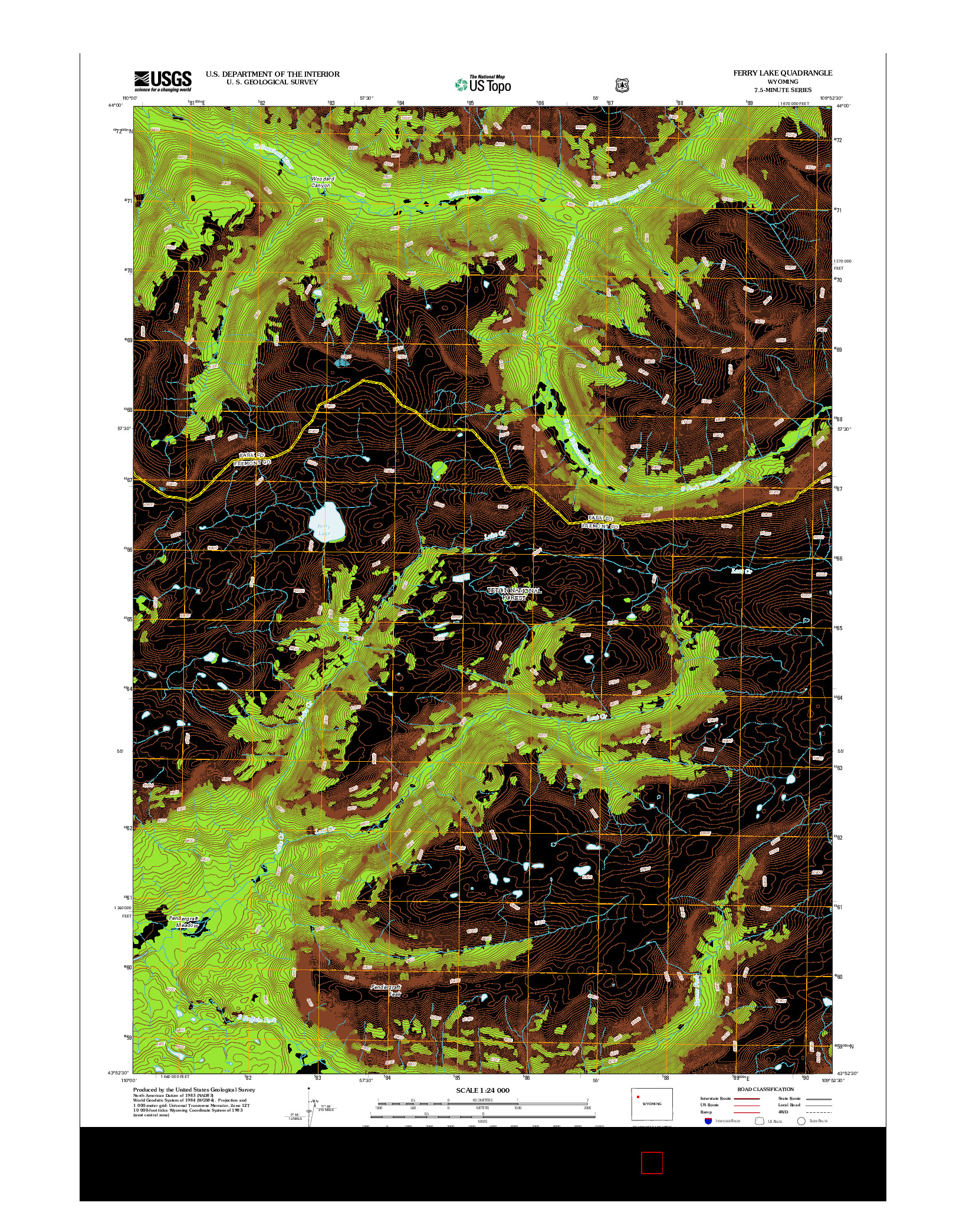 USGS US TOPO 7.5-MINUTE MAP FOR FERRY LAKE, WY 2012