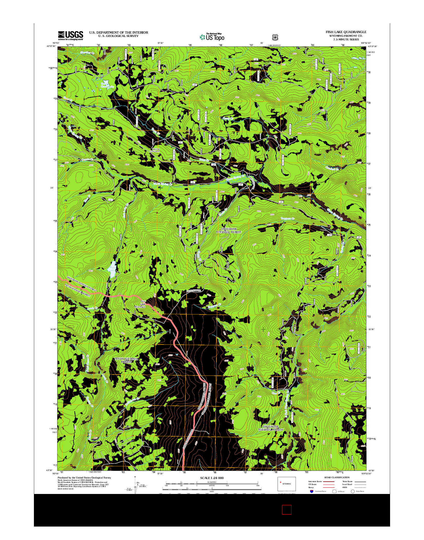 USGS US TOPO 7.5-MINUTE MAP FOR FISH LAKE, WY 2012