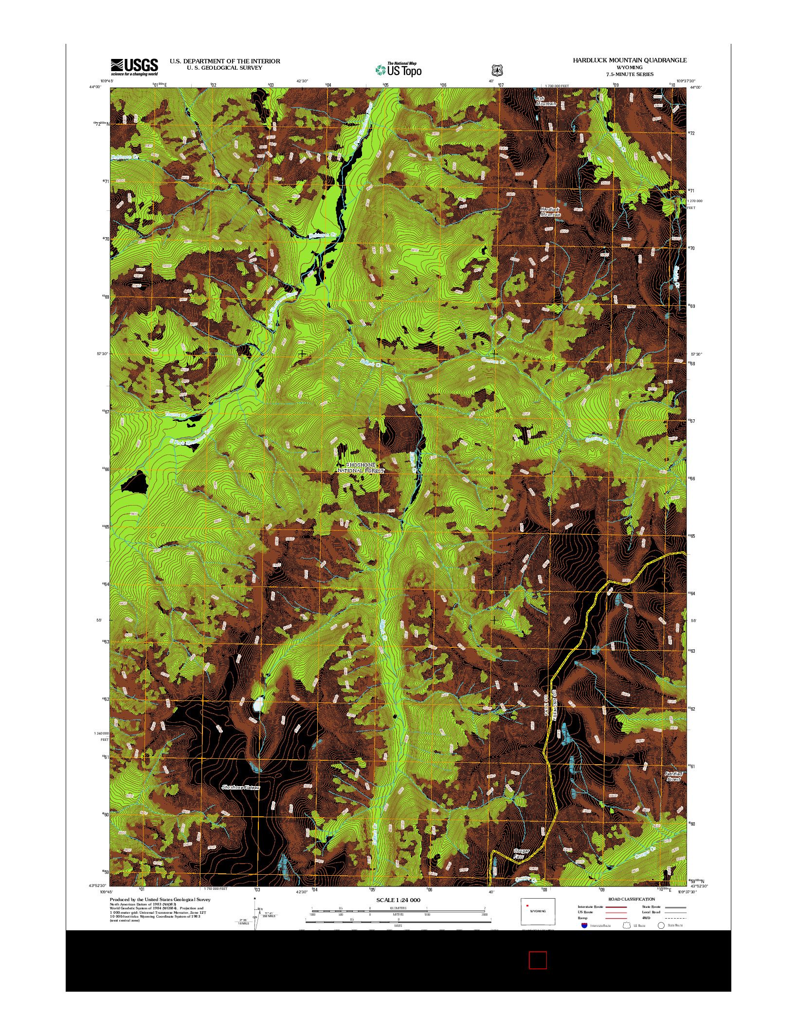 USGS US TOPO 7.5-MINUTE MAP FOR HARDLUCK MOUNTAIN, WY 2012