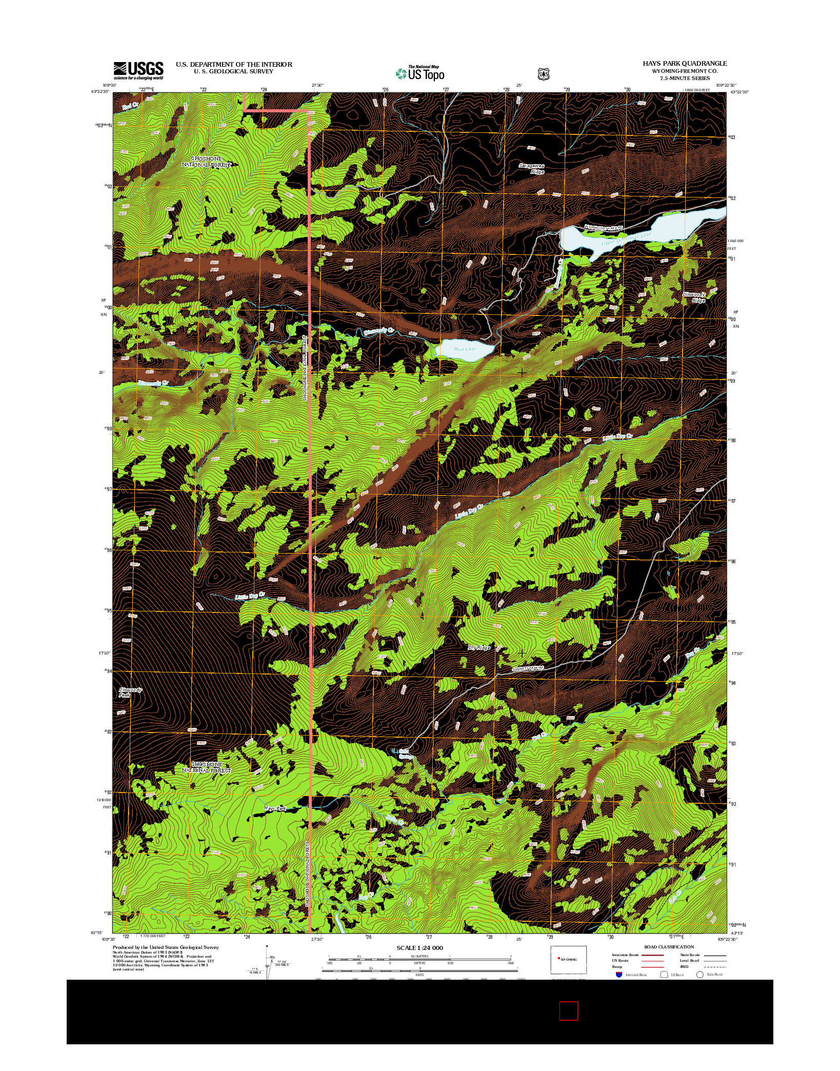 USGS US TOPO 7.5-MINUTE MAP FOR HAYS PARK, WY 2012