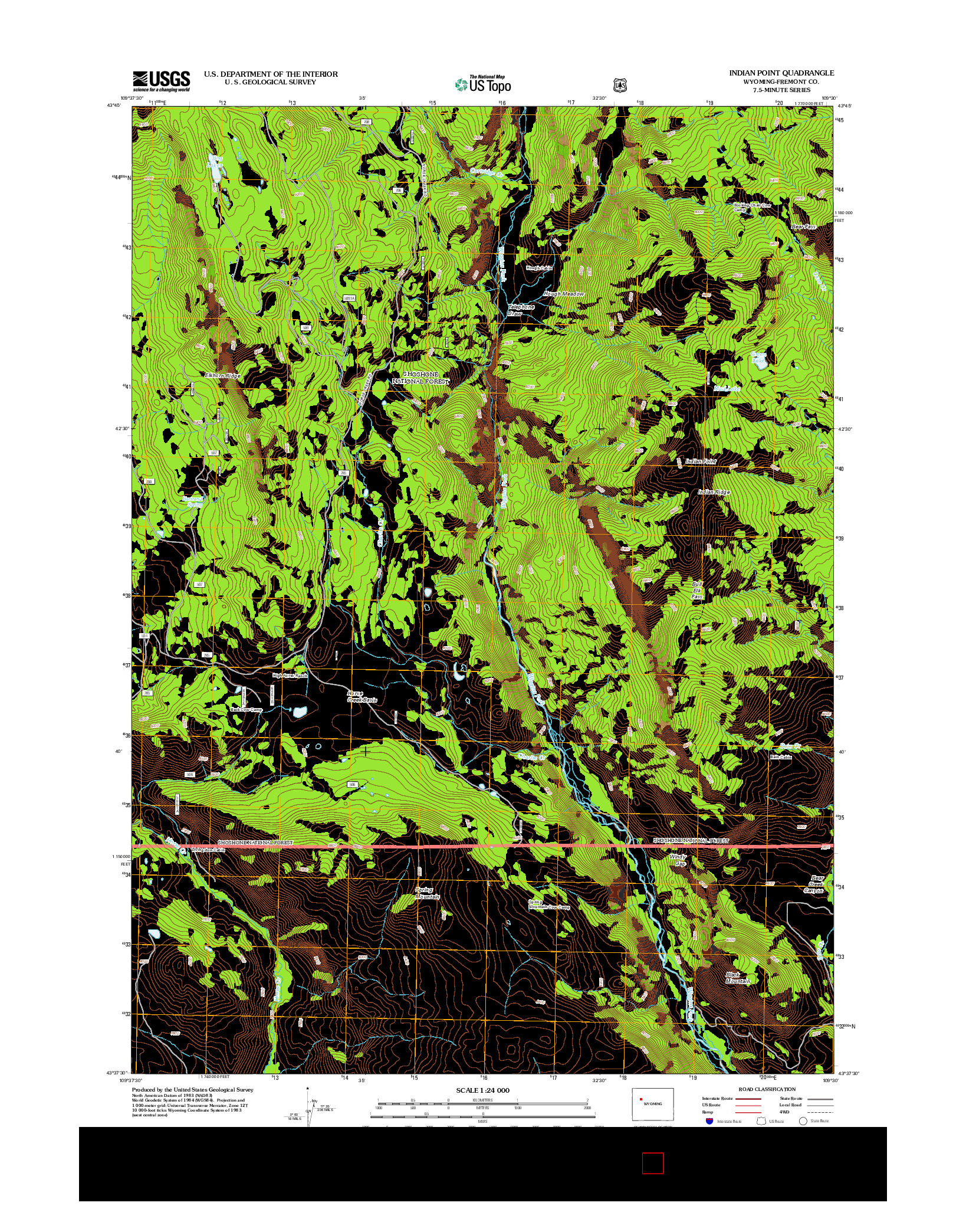 USGS US TOPO 7.5-MINUTE MAP FOR INDIAN POINT, WY 2012