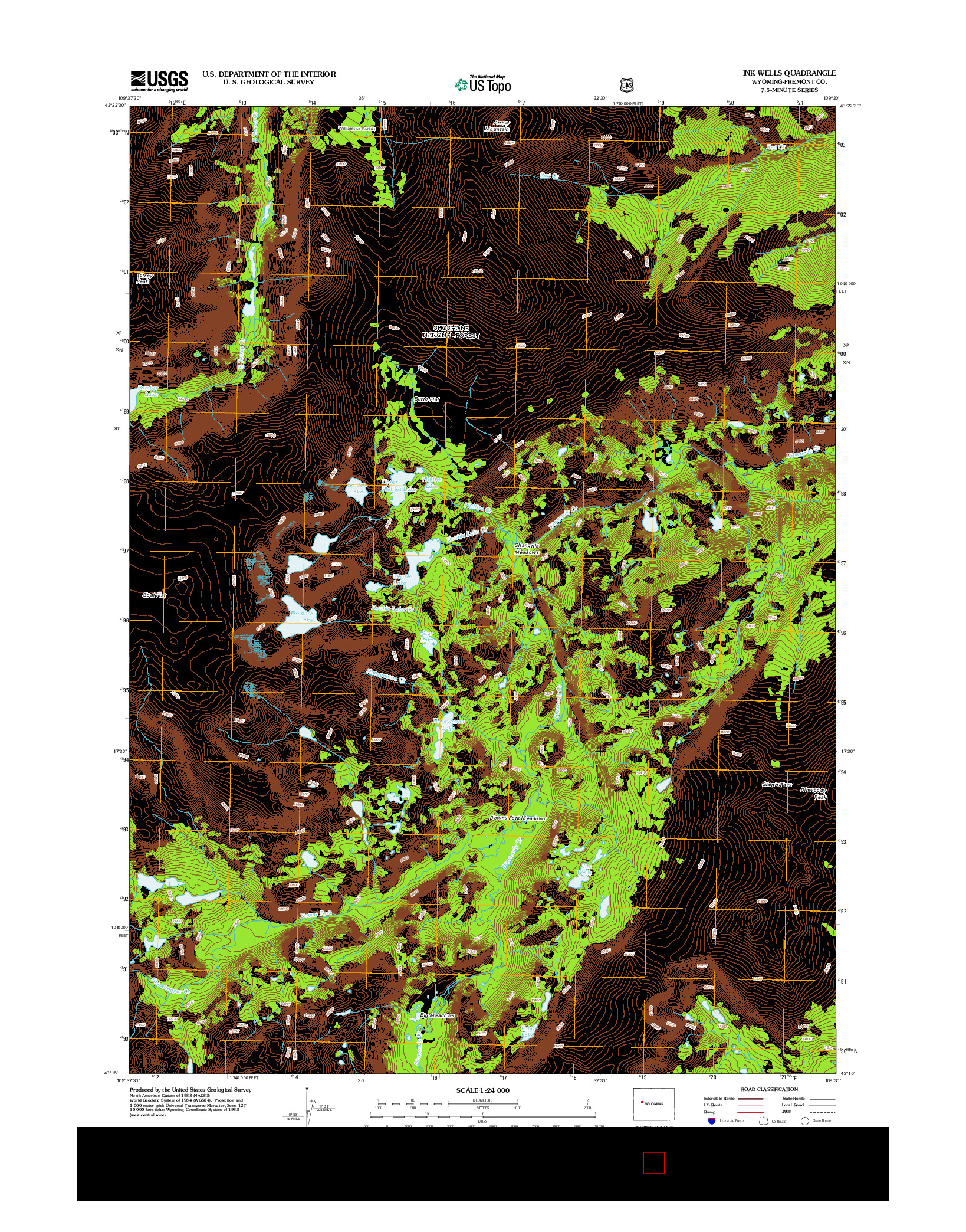 USGS US TOPO 7.5-MINUTE MAP FOR INK WELLS, WY 2012