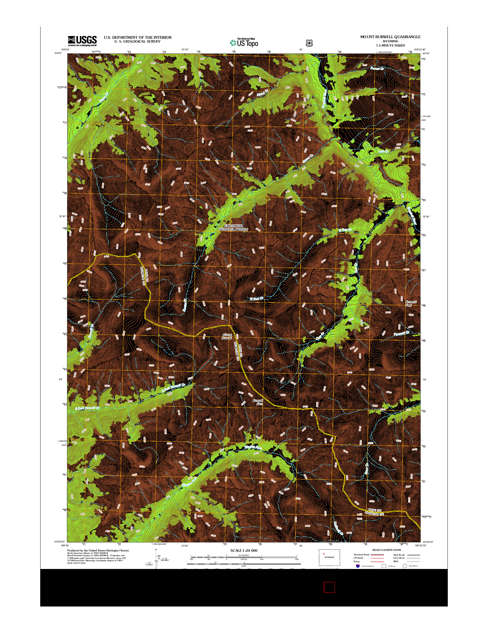 USGS US TOPO 7.5-MINUTE MAP FOR MOUNT BURWELL, WY 2012