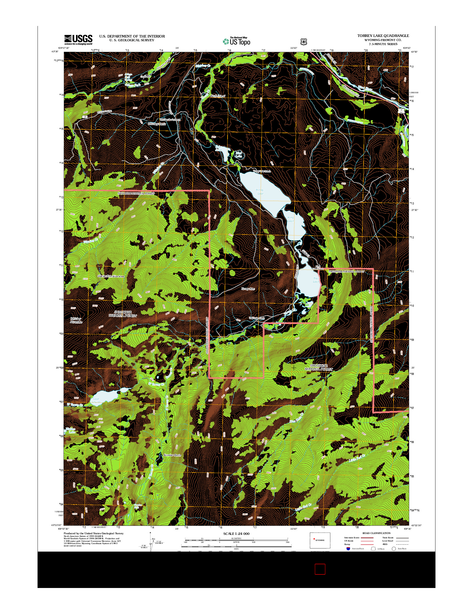 USGS US TOPO 7.5-MINUTE MAP FOR TORREY LAKE, WY 2012