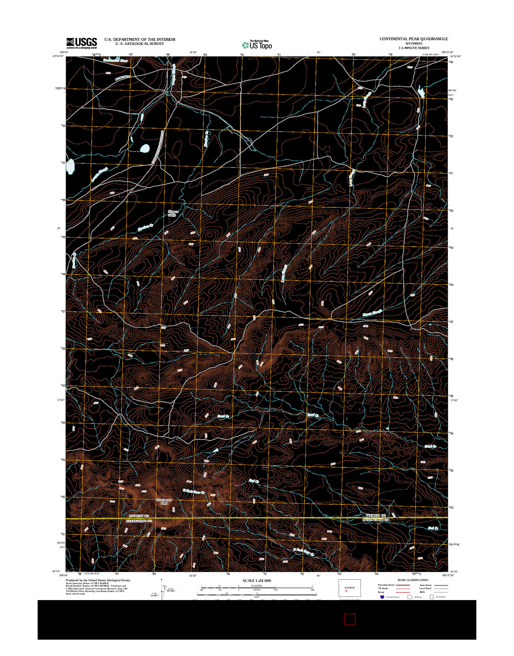 USGS US TOPO 7.5-MINUTE MAP FOR CONTINENTAL PEAK, WY 2012