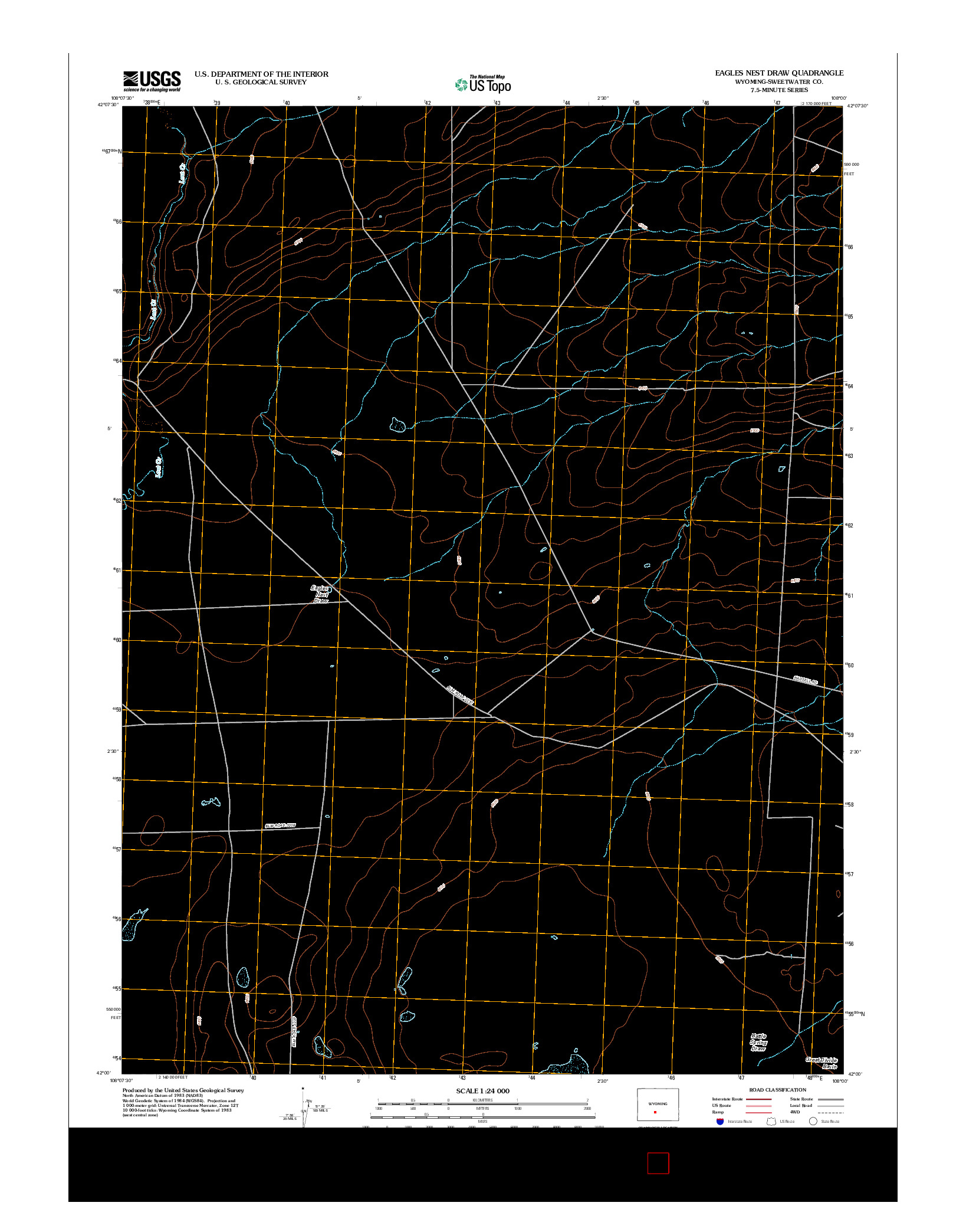 USGS US TOPO 7.5-MINUTE MAP FOR EAGLES NEST DRAW, WY 2012