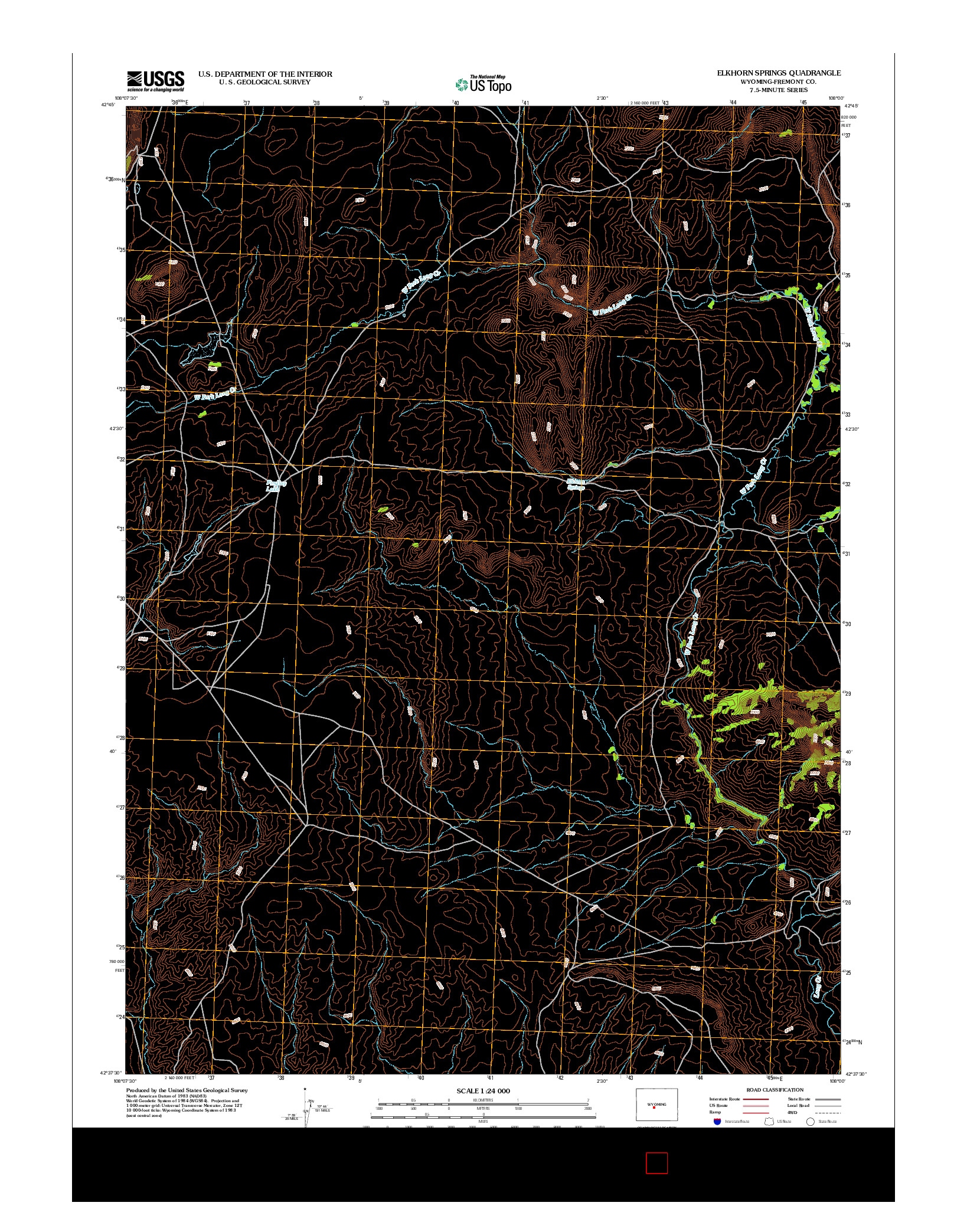 USGS US TOPO 7.5-MINUTE MAP FOR ELKHORN SPRINGS, WY 2012