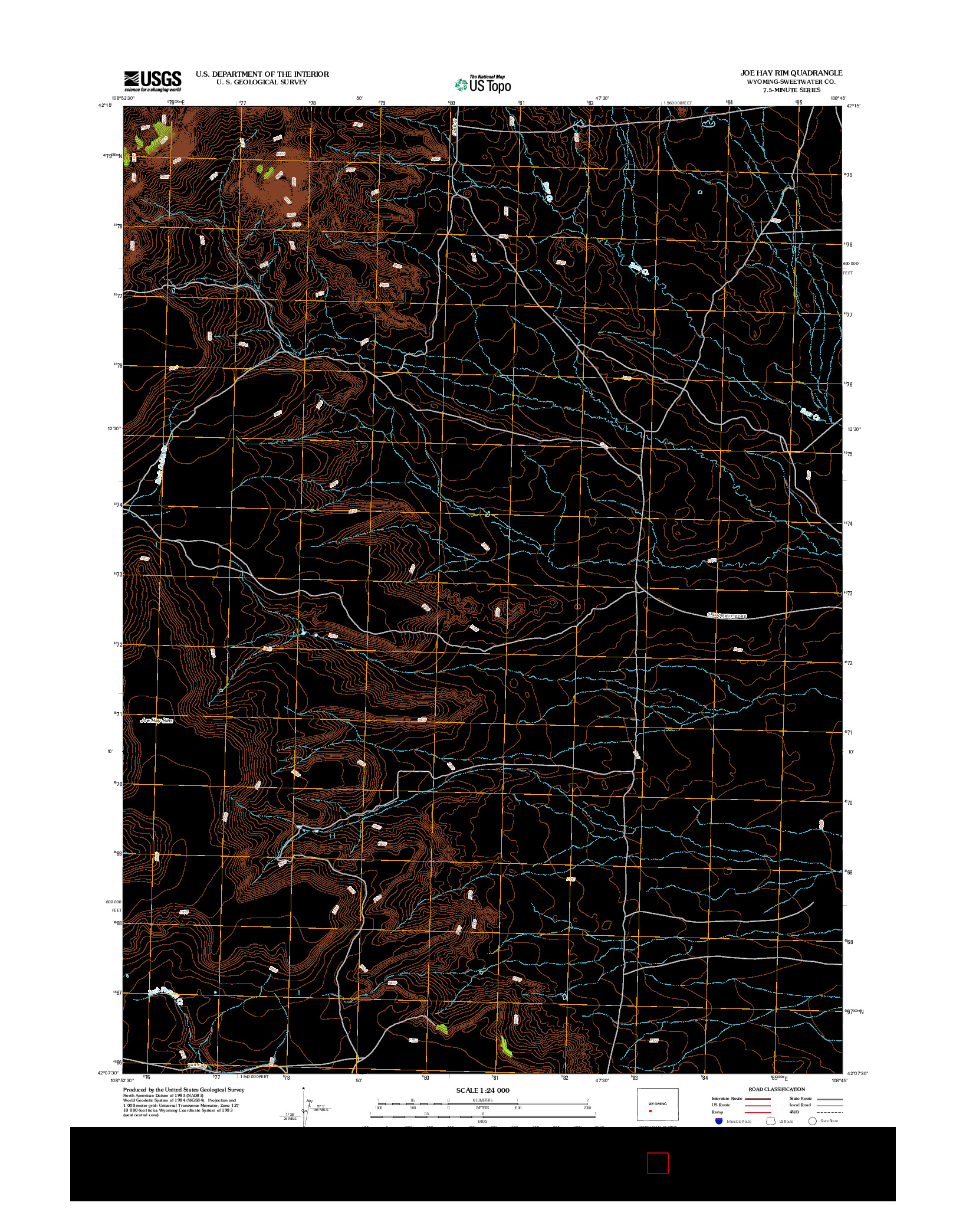 USGS US TOPO 7.5-MINUTE MAP FOR JOE HAY RIM, WY 2012