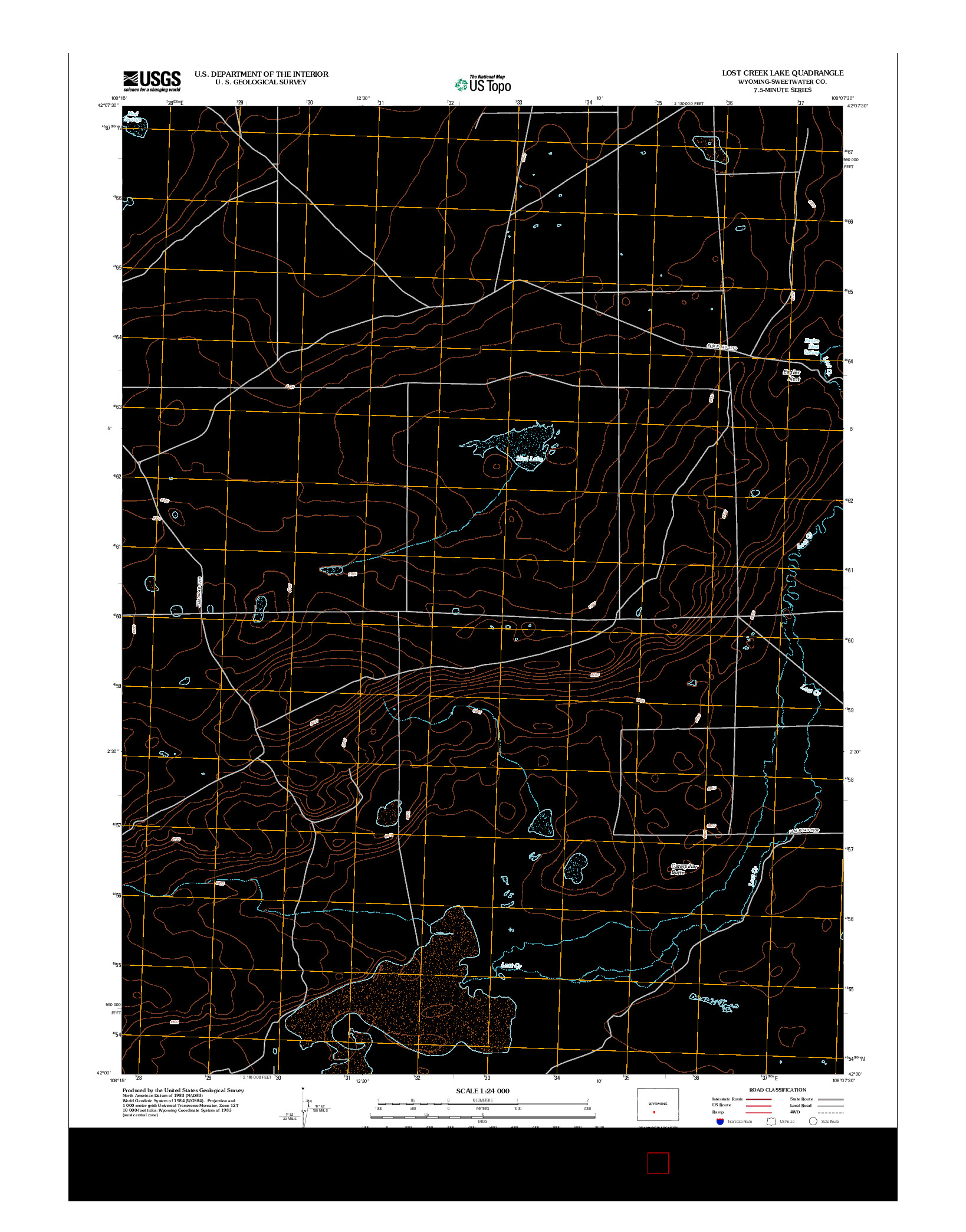 USGS US TOPO 7.5-MINUTE MAP FOR LOST CREEK LAKE, WY 2012