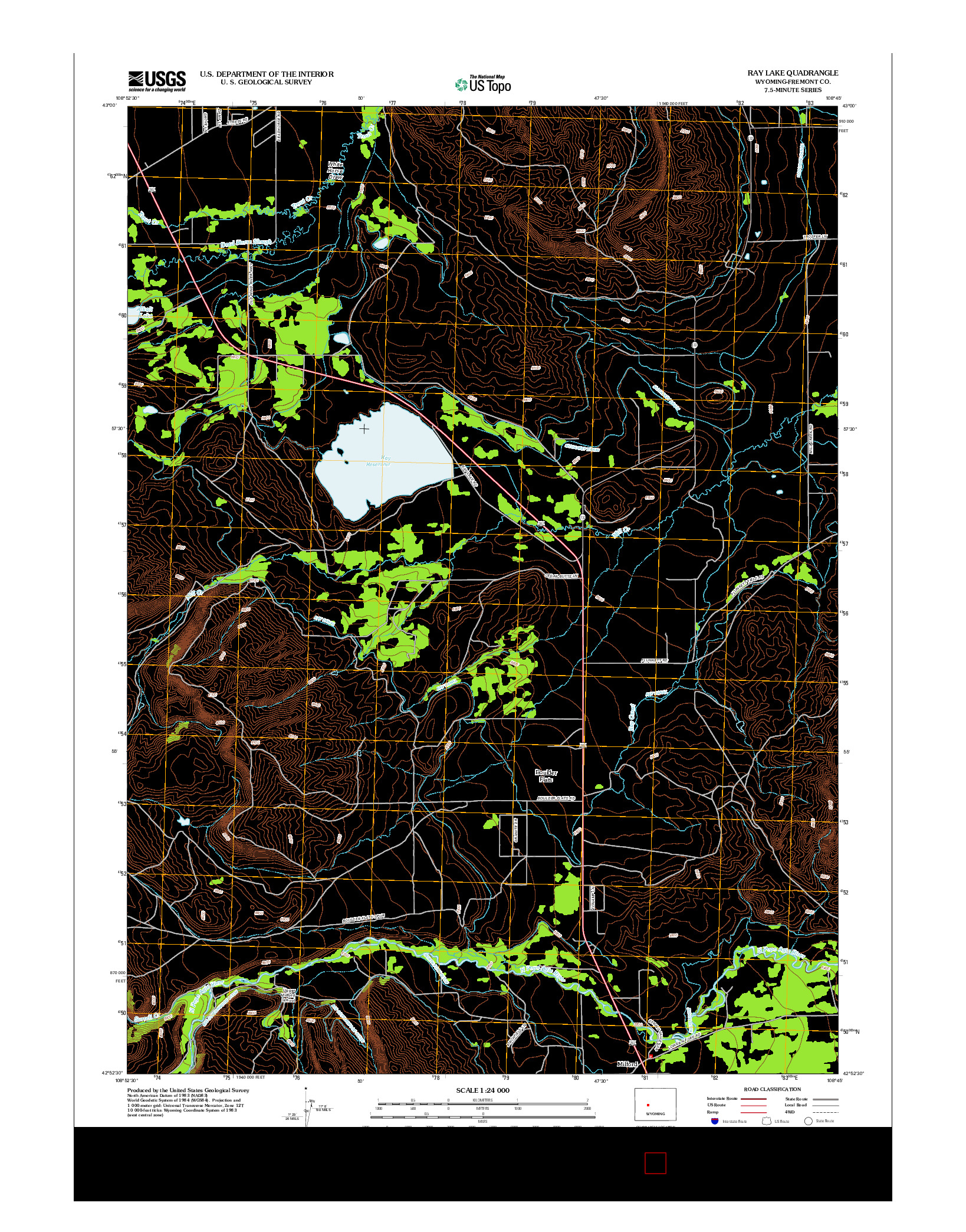 USGS US TOPO 7.5-MINUTE MAP FOR RAY LAKE, WY 2012