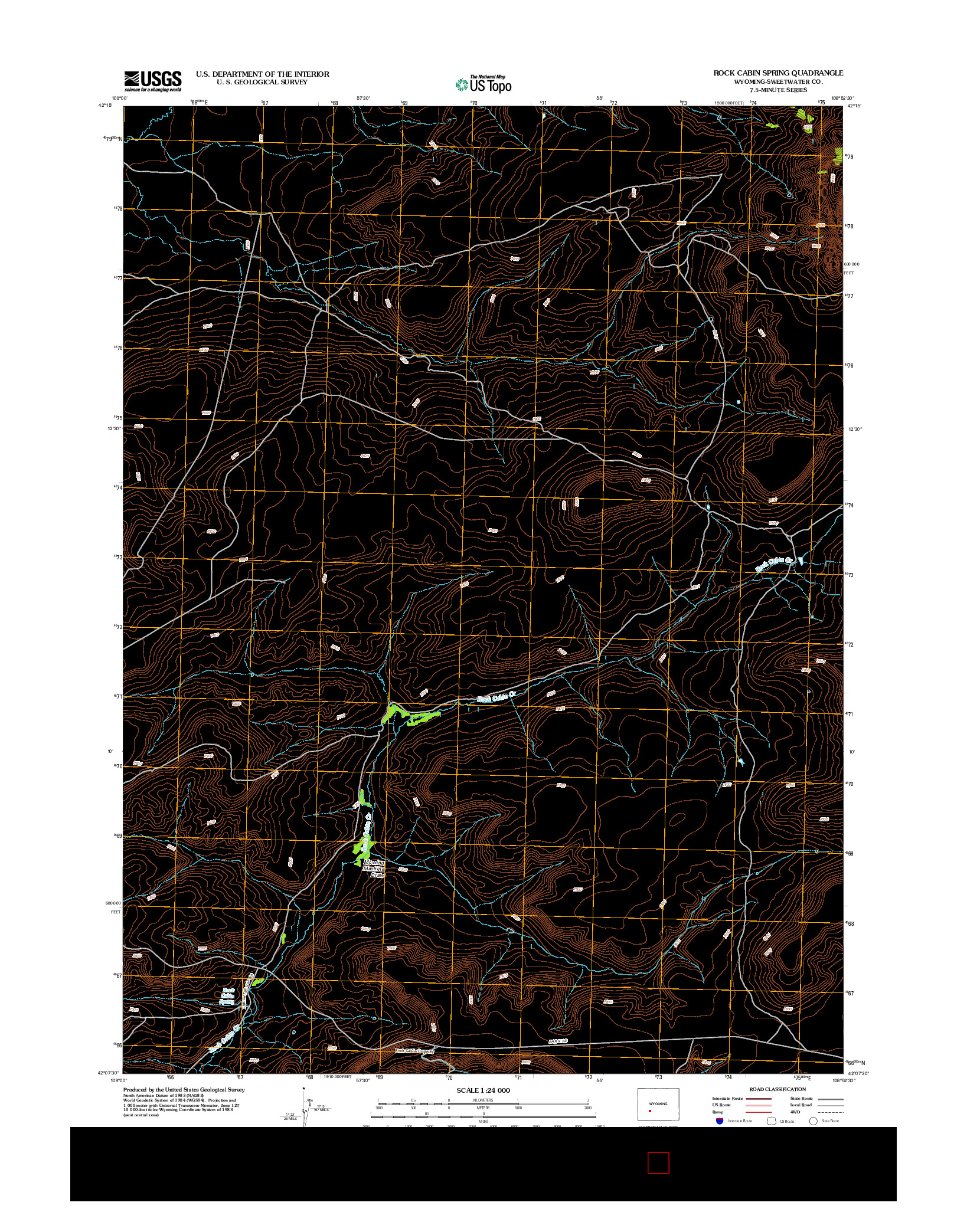 USGS US TOPO 7.5-MINUTE MAP FOR ROCK CABIN SPRING, WY 2012