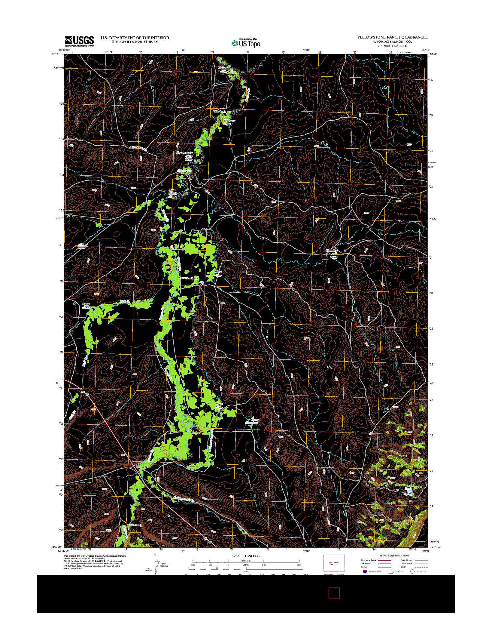 USGS US TOPO 7.5-MINUTE MAP FOR YELLOWSTONE RANCH, WY 2012