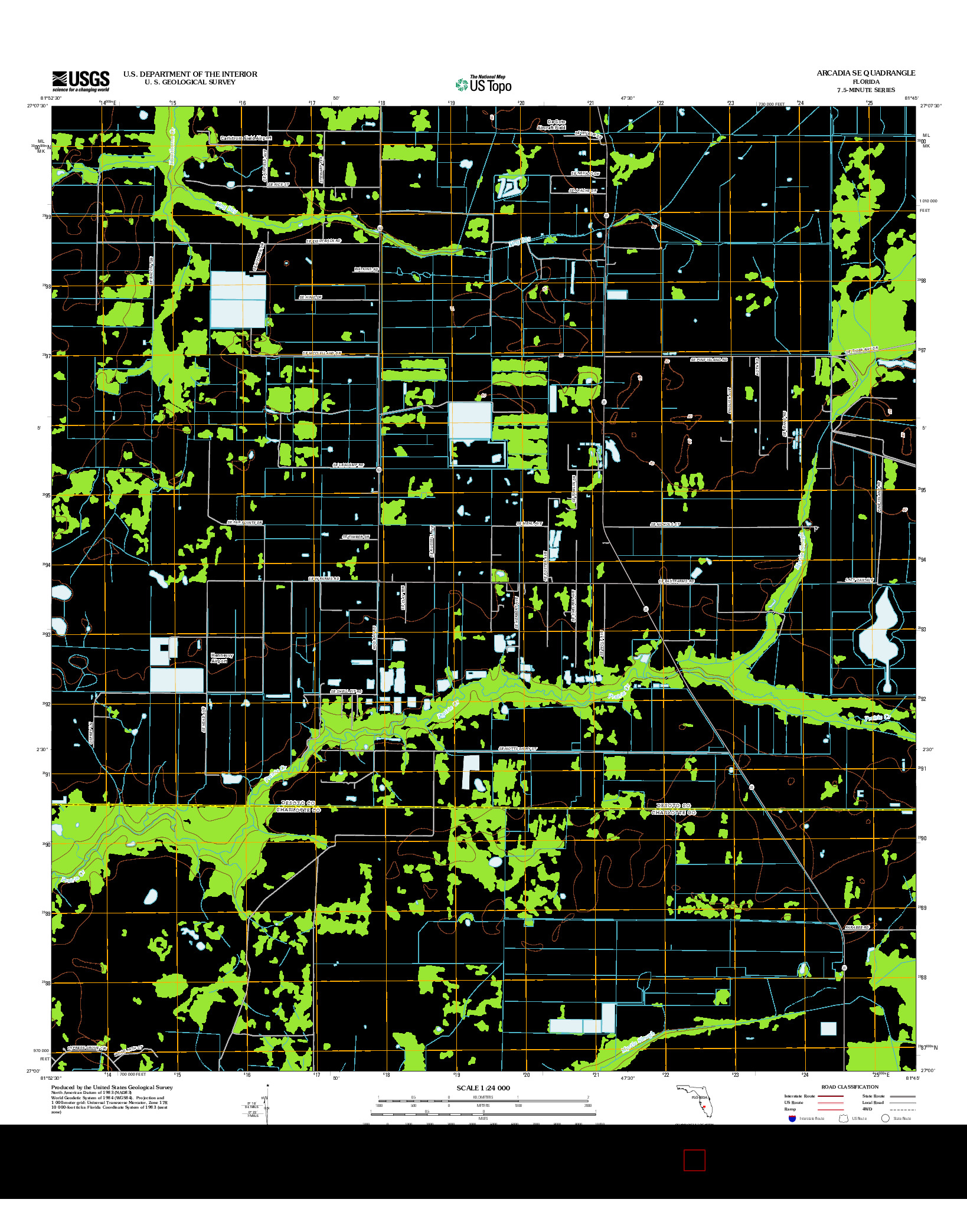 USGS US TOPO 7.5-MINUTE MAP FOR ARCADIA SE, FL 2012