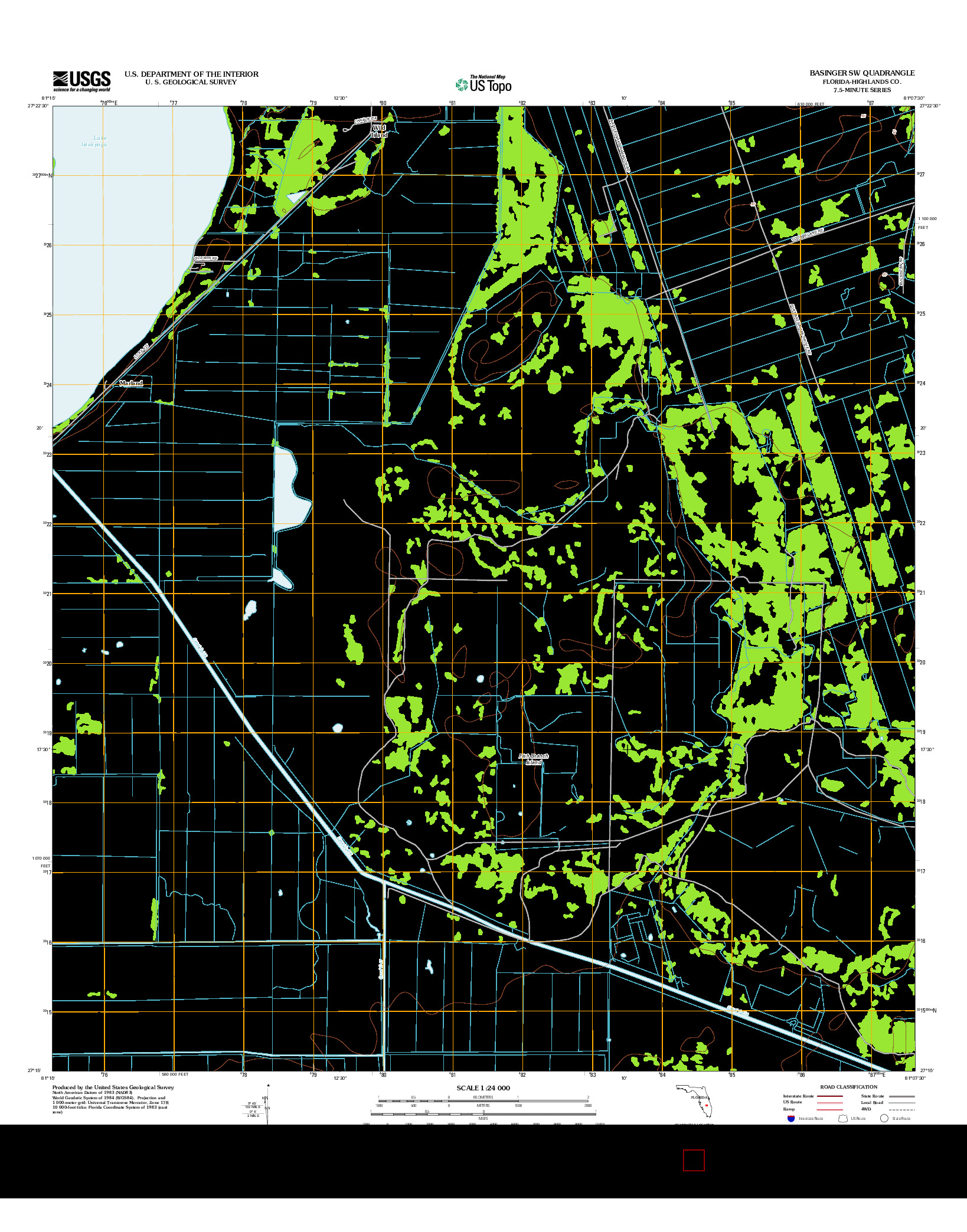 USGS US TOPO 7.5-MINUTE MAP FOR BASINGER SW, FL 2012