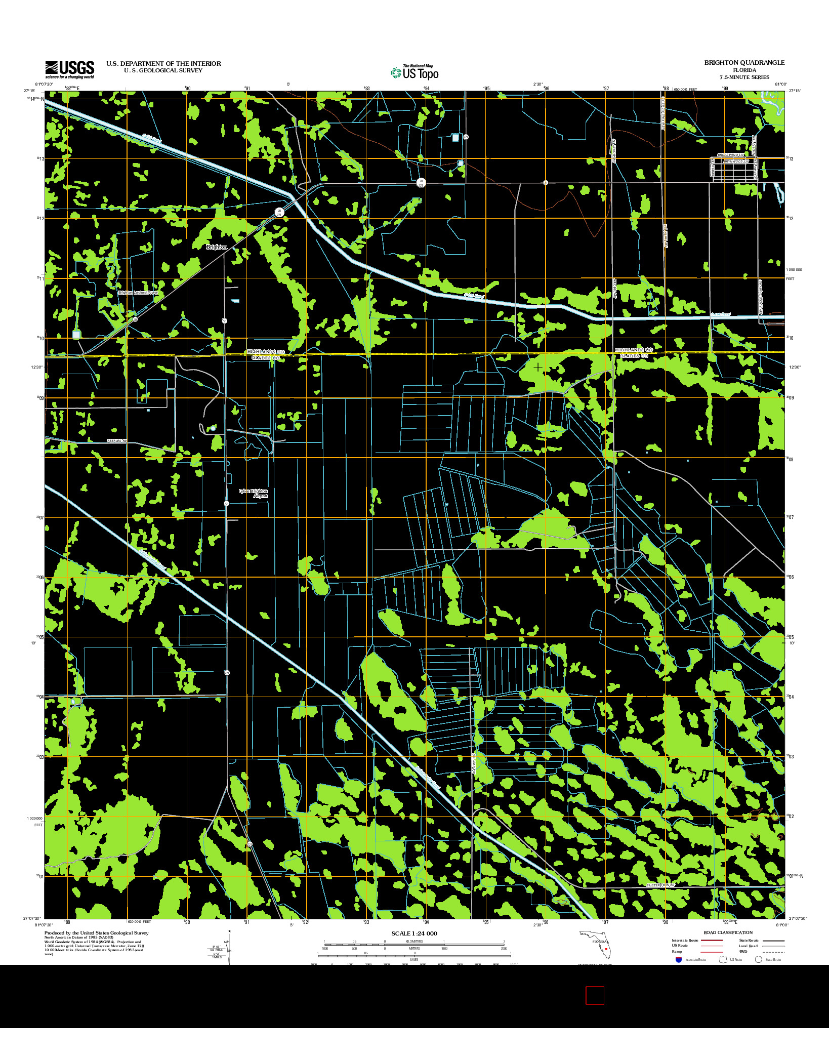 USGS US TOPO 7.5-MINUTE MAP FOR BRIGHTON, FL 2012