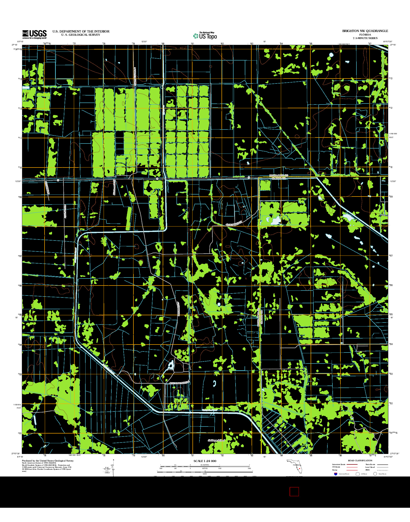 USGS US TOPO 7.5-MINUTE MAP FOR BRIGHTON NW, FL 2012