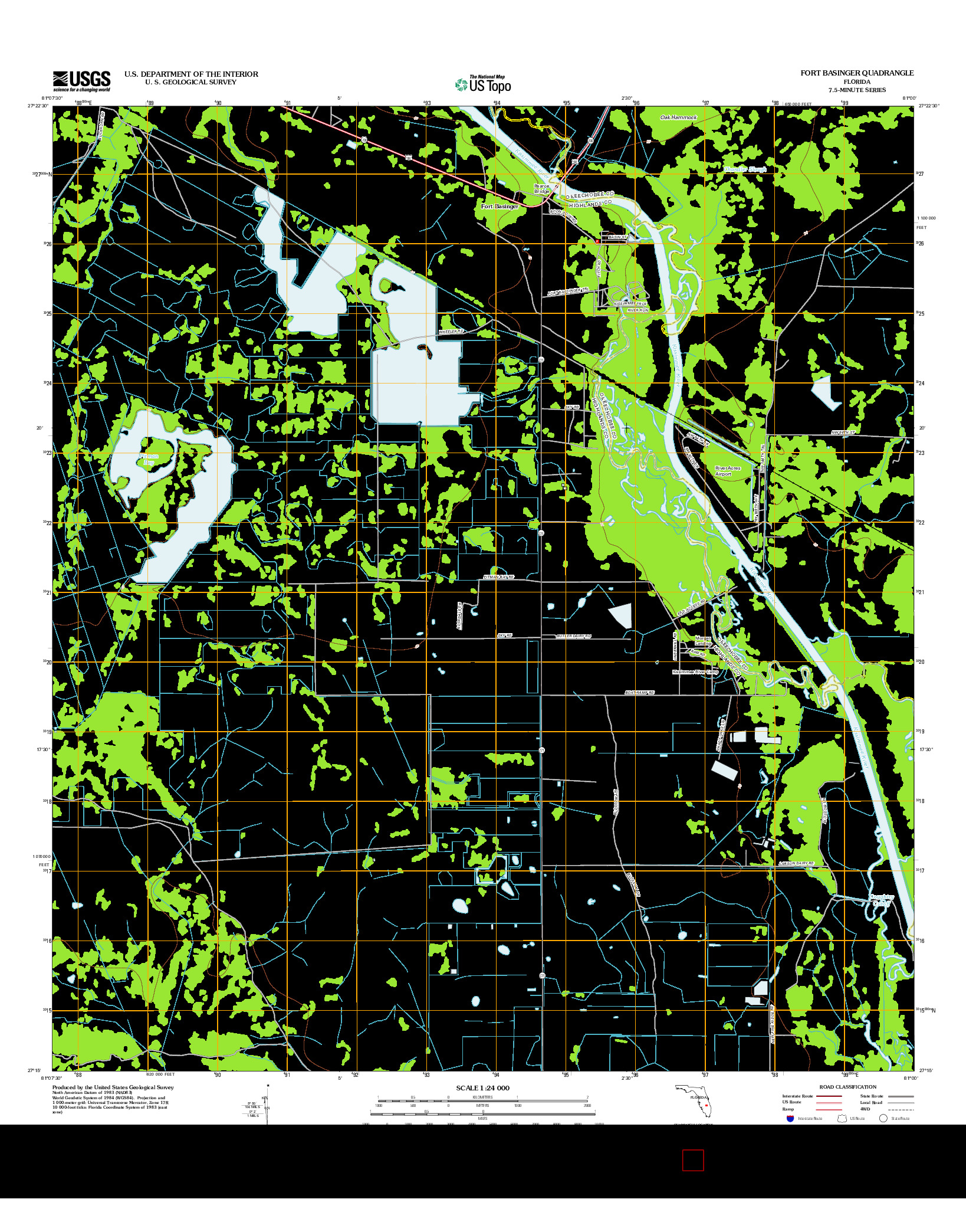 USGS US TOPO 7.5-MINUTE MAP FOR FORT BASINGER, FL 2012