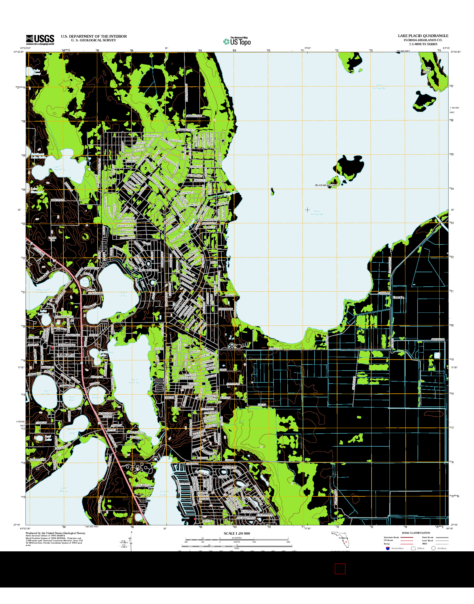 USGS US TOPO 7.5-MINUTE MAP FOR LAKE PLACID, FL 2012