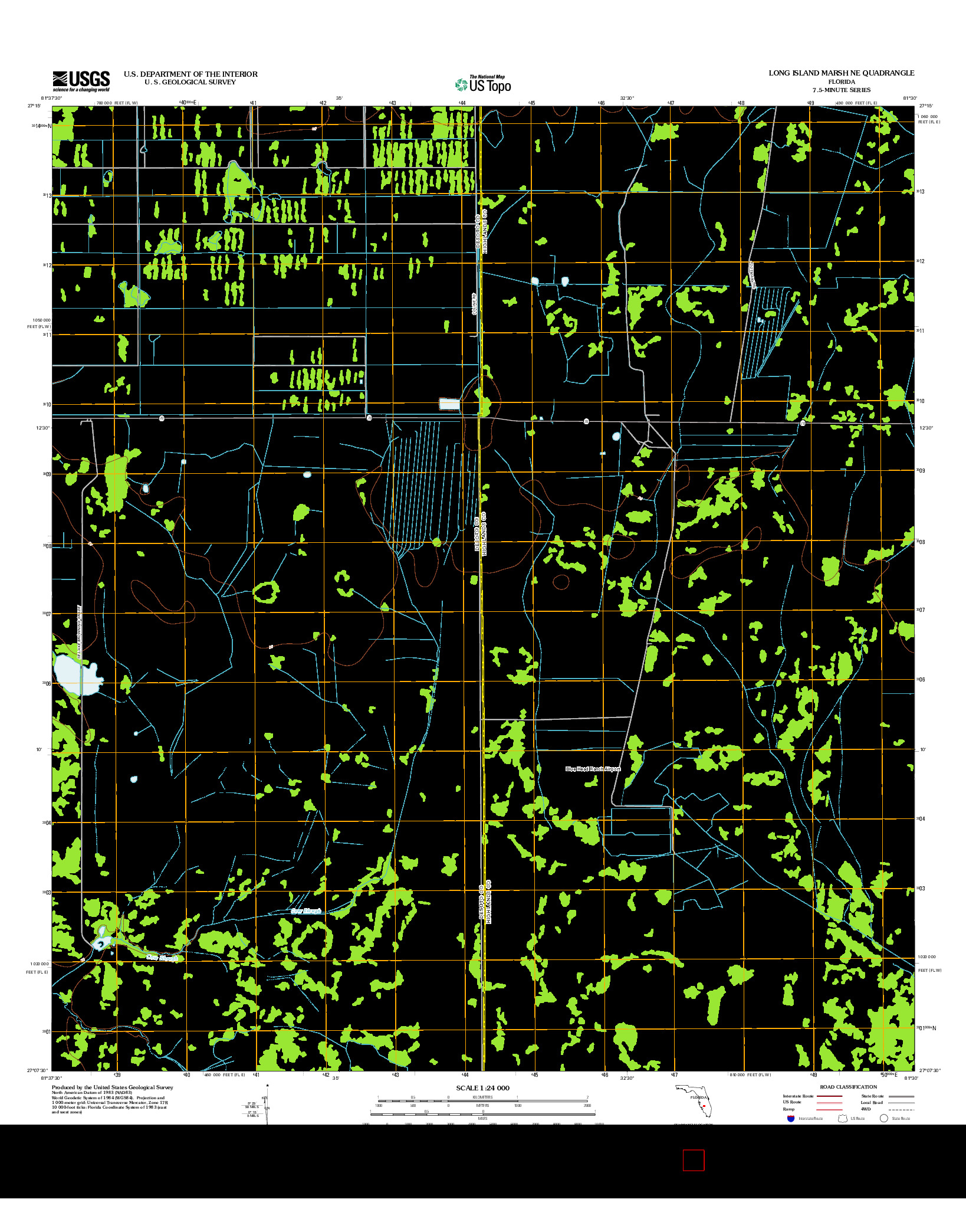 USGS US TOPO 7.5-MINUTE MAP FOR LONG ISLAND MARSH NE, FL 2012