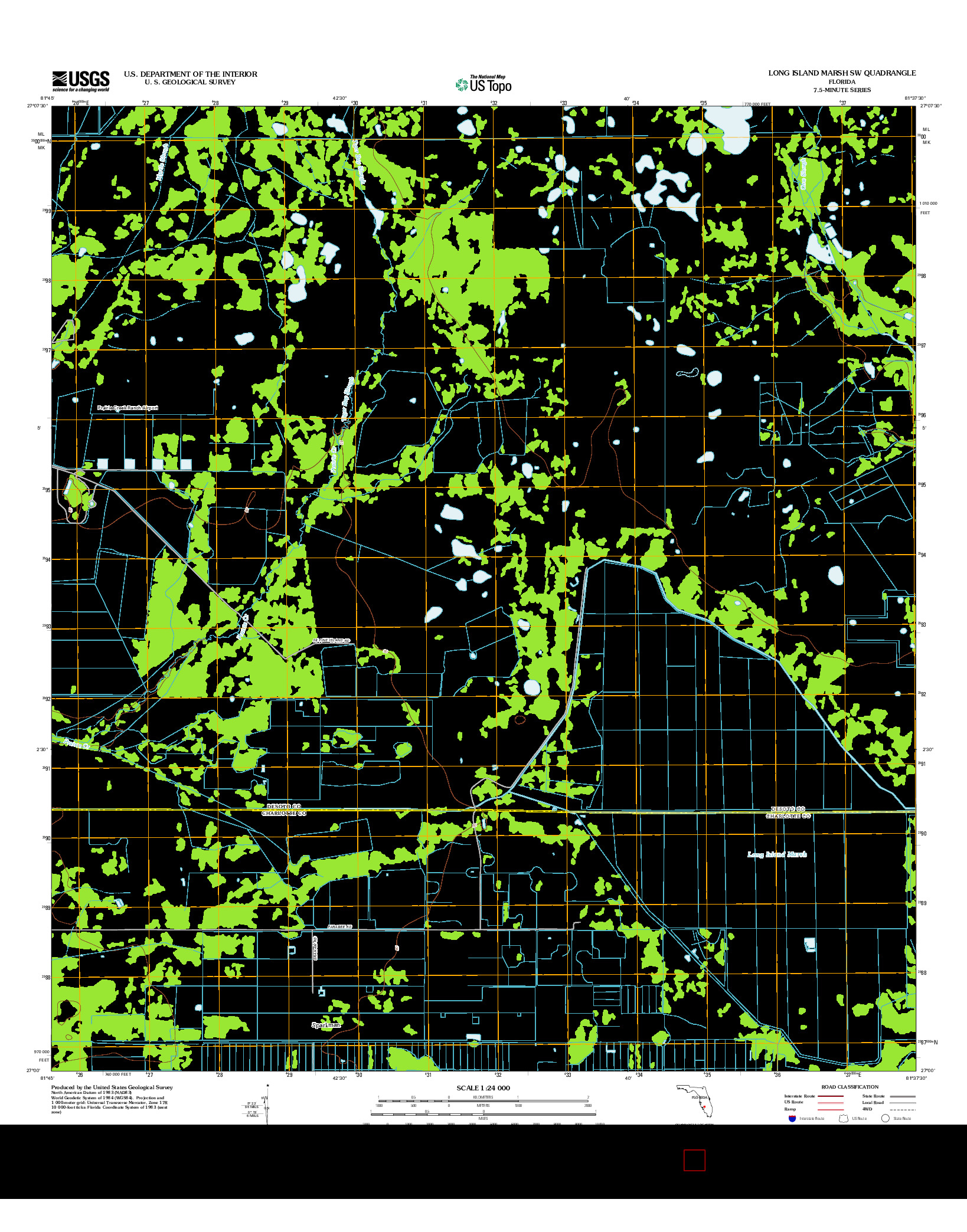 USGS US TOPO 7.5-MINUTE MAP FOR LONG ISLAND MARSH SW, FL 2012