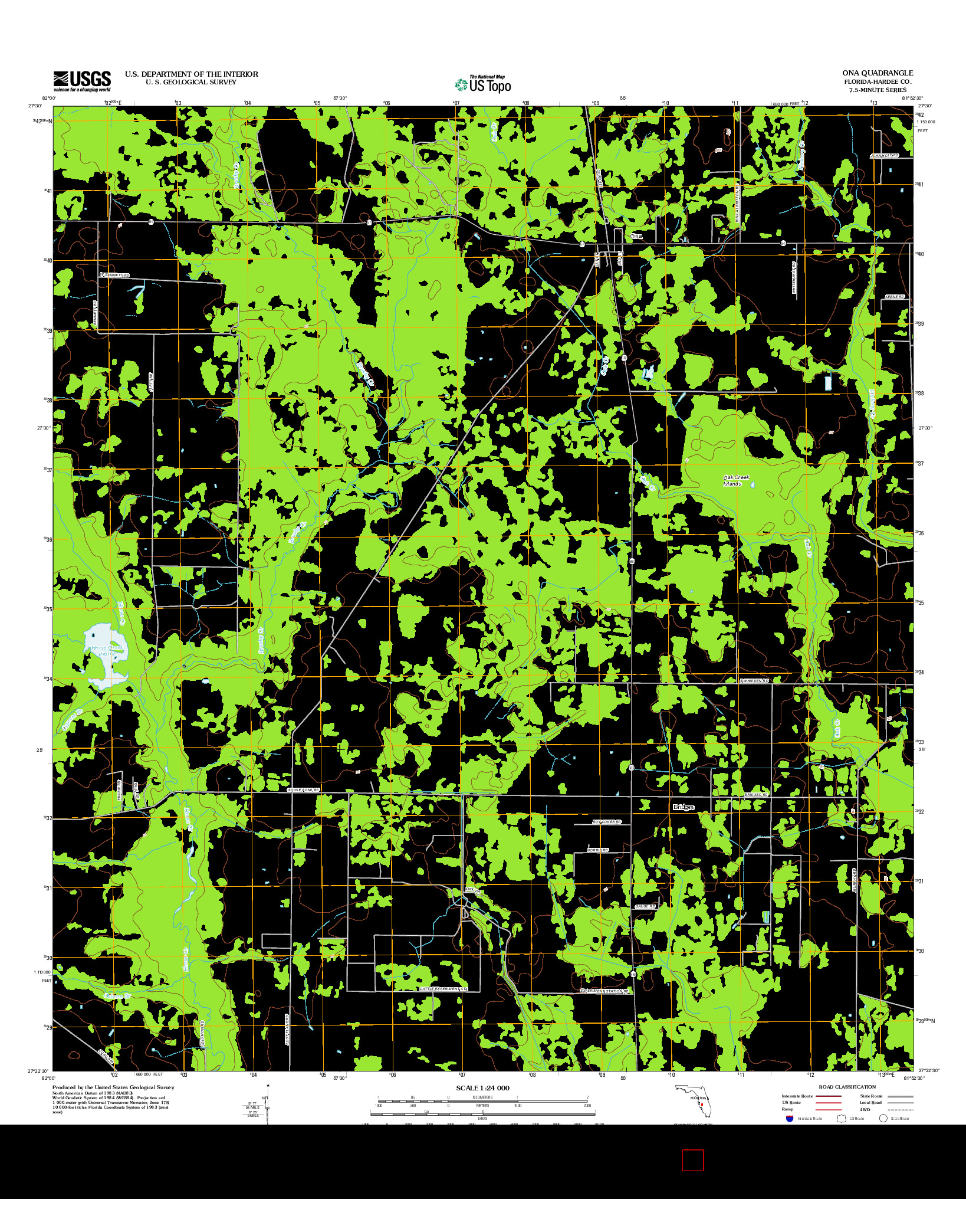 USGS US TOPO 7.5-MINUTE MAP FOR ONA, FL 2012