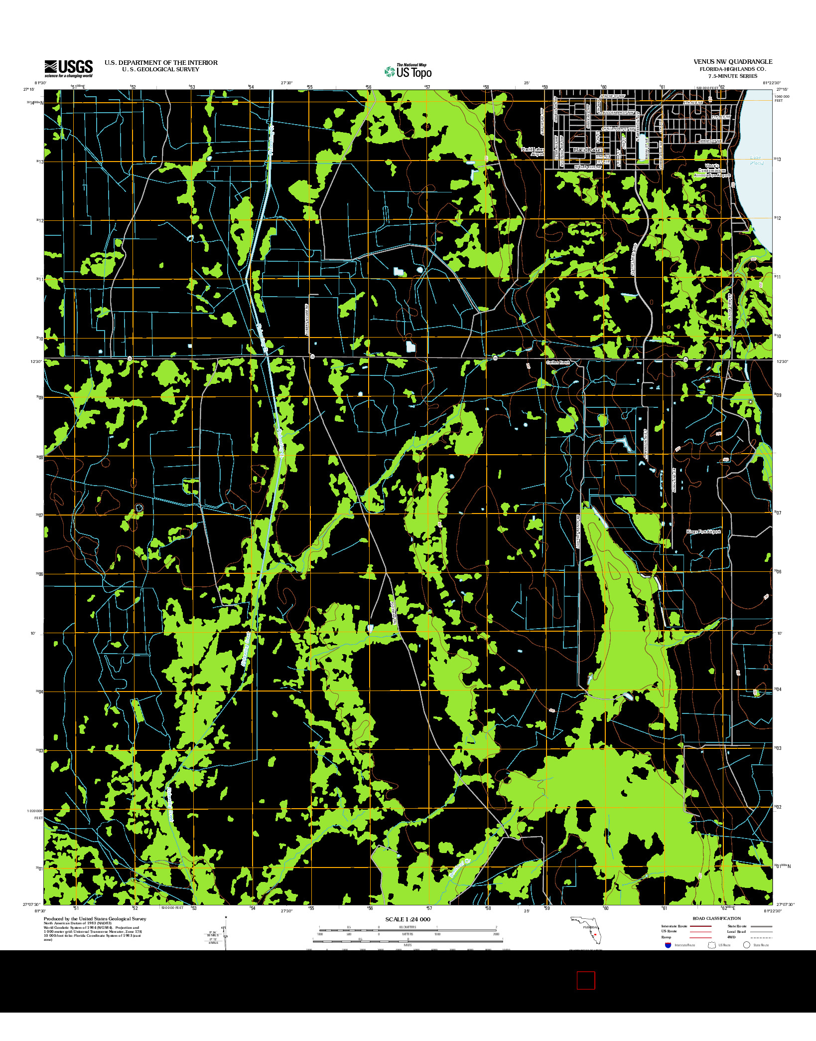 USGS US TOPO 7.5-MINUTE MAP FOR VENUS NW, FL 2012