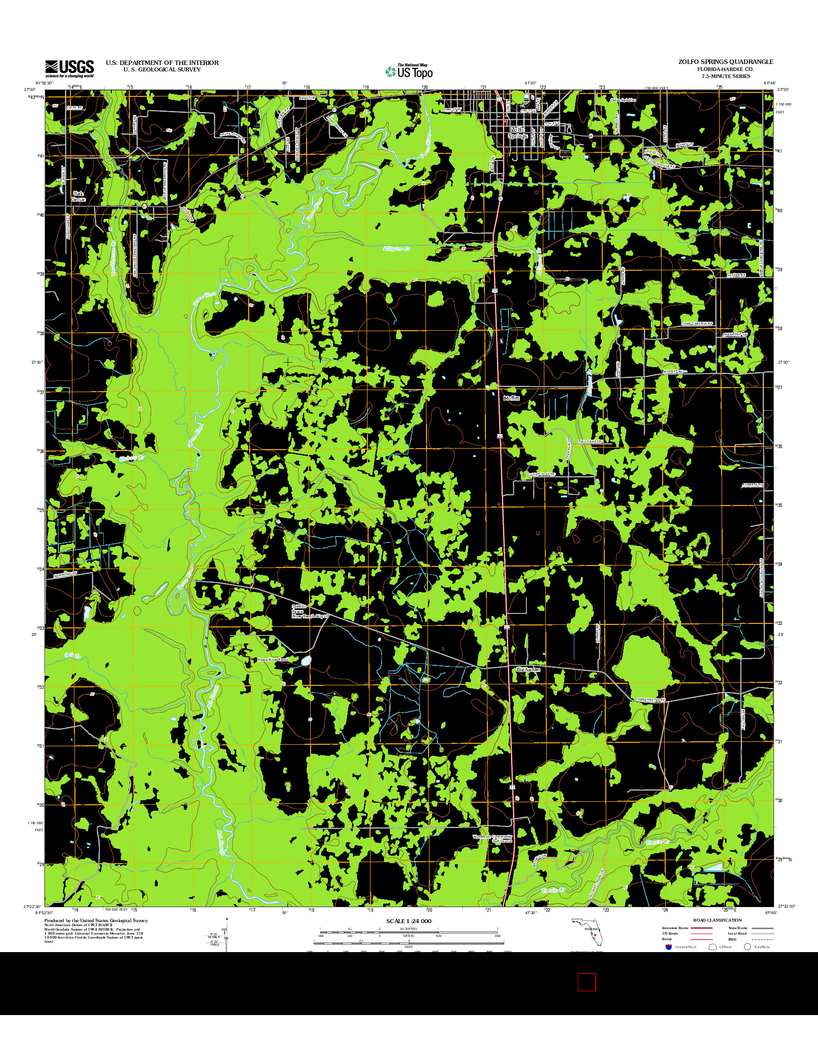 USGS US TOPO 7.5-MINUTE MAP FOR ZOLFO SPRINGS, FL 2012