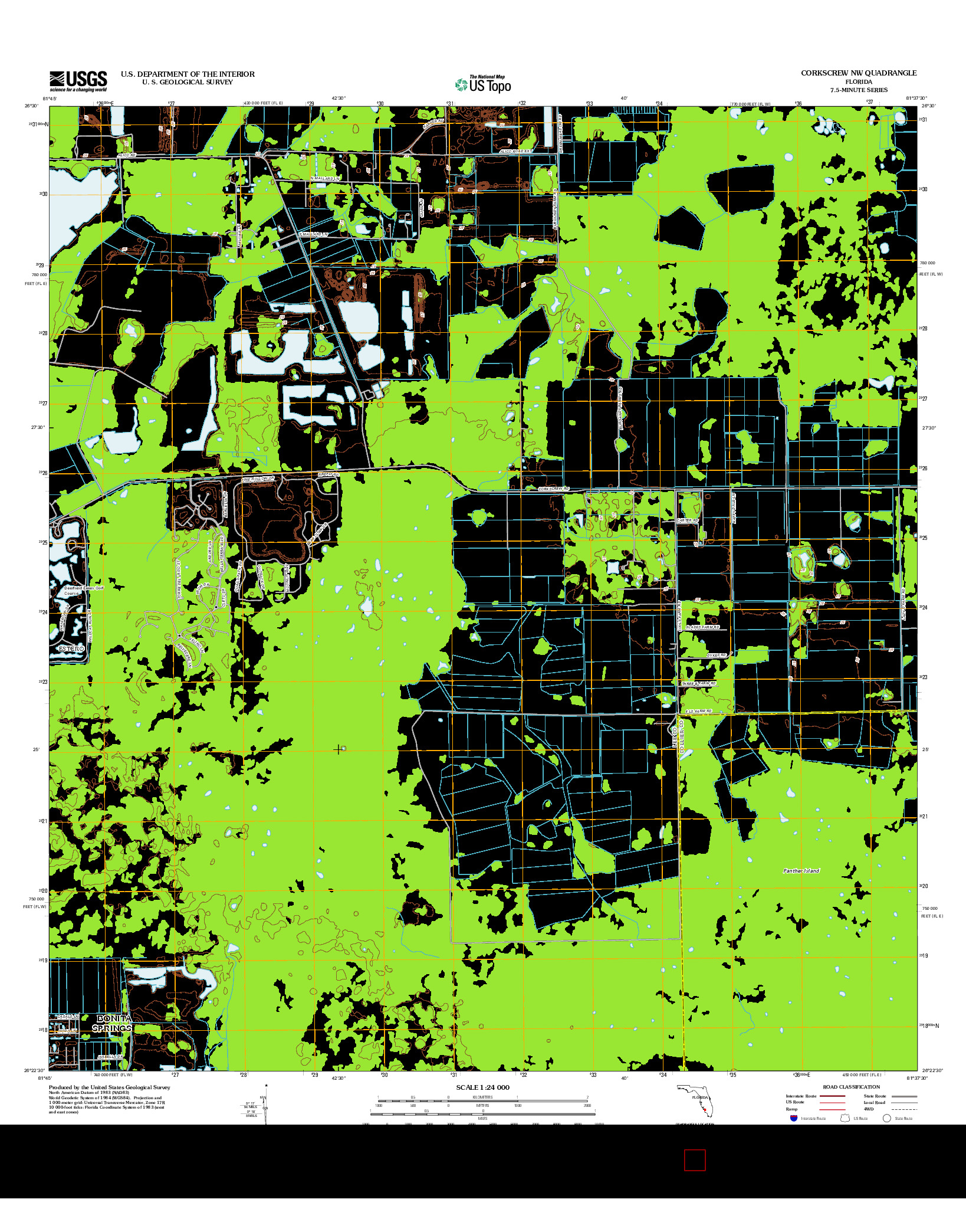 USGS US TOPO 7.5-MINUTE MAP FOR CORKSCREW NW, FL 2012