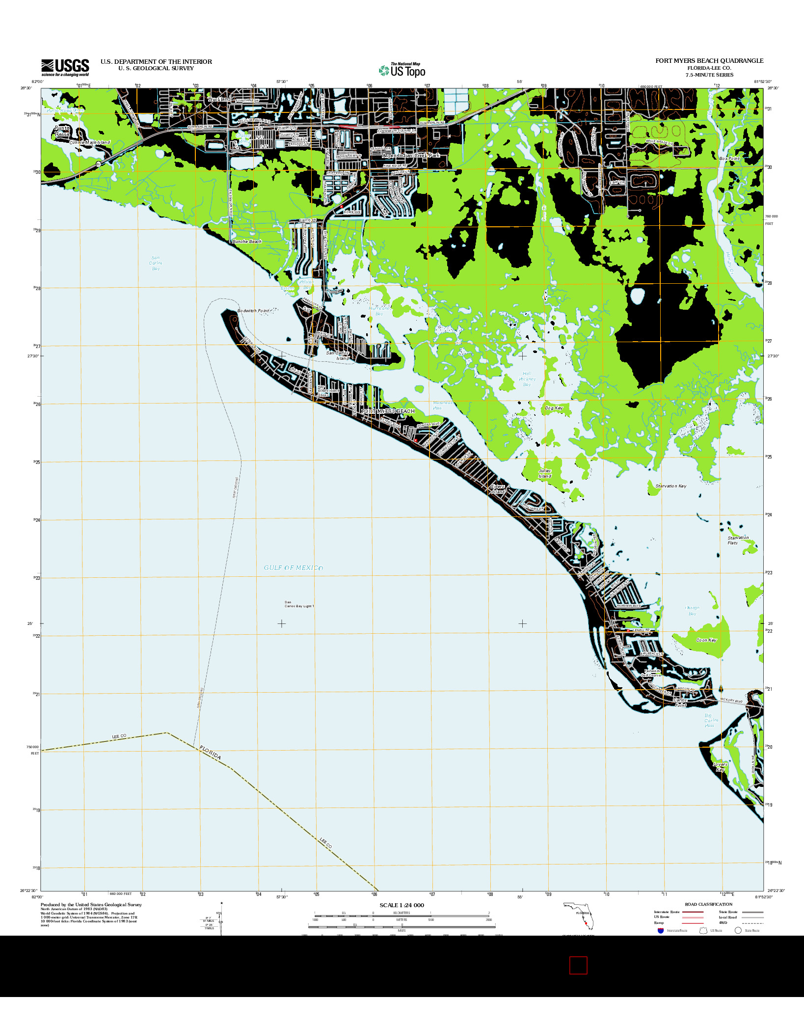 USGS US TOPO 7.5-MINUTE MAP FOR FORT MYERS BEACH, FL 2012