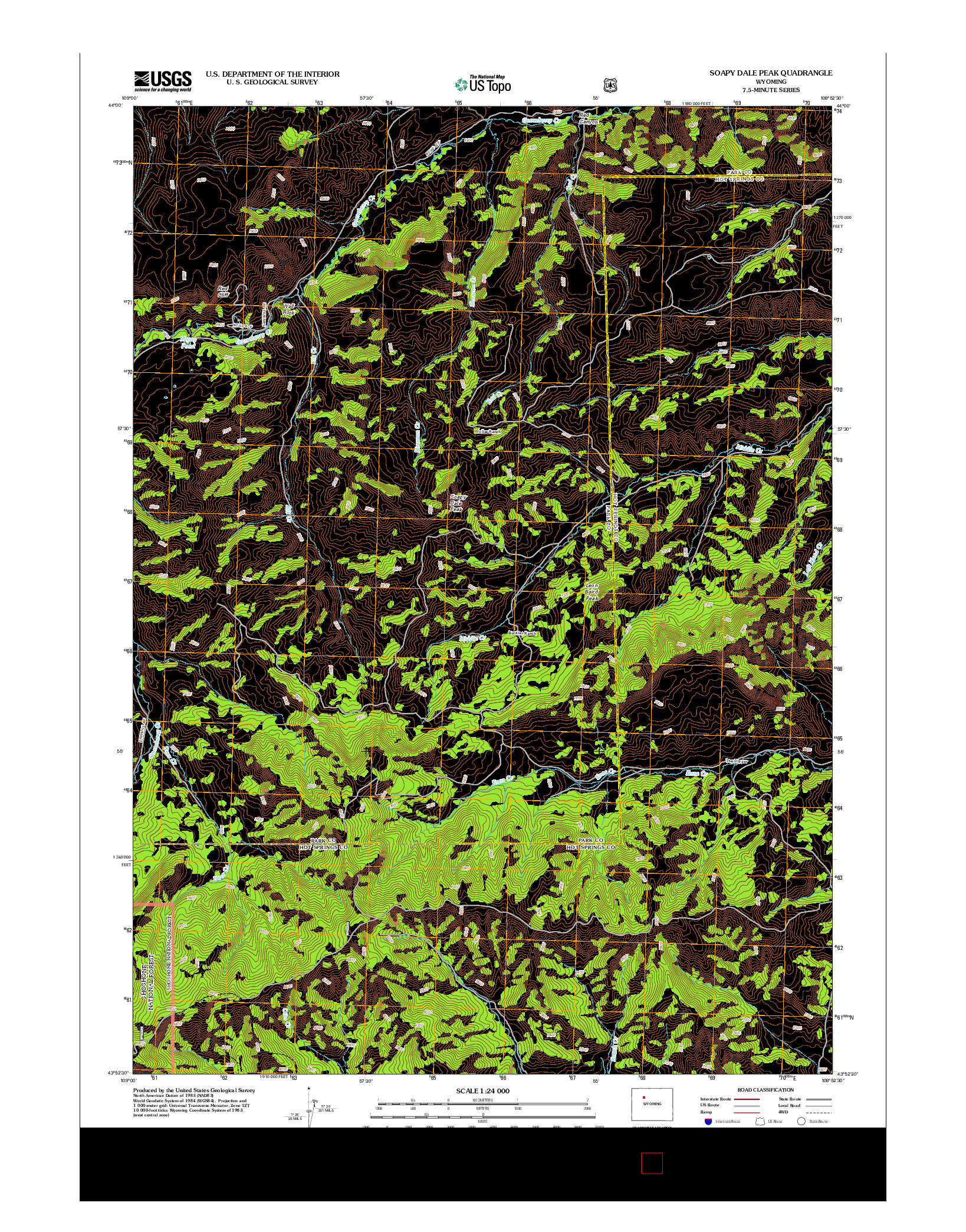 USGS US TOPO 7.5-MINUTE MAP FOR SOAPY DALE PEAK, WY 2012
