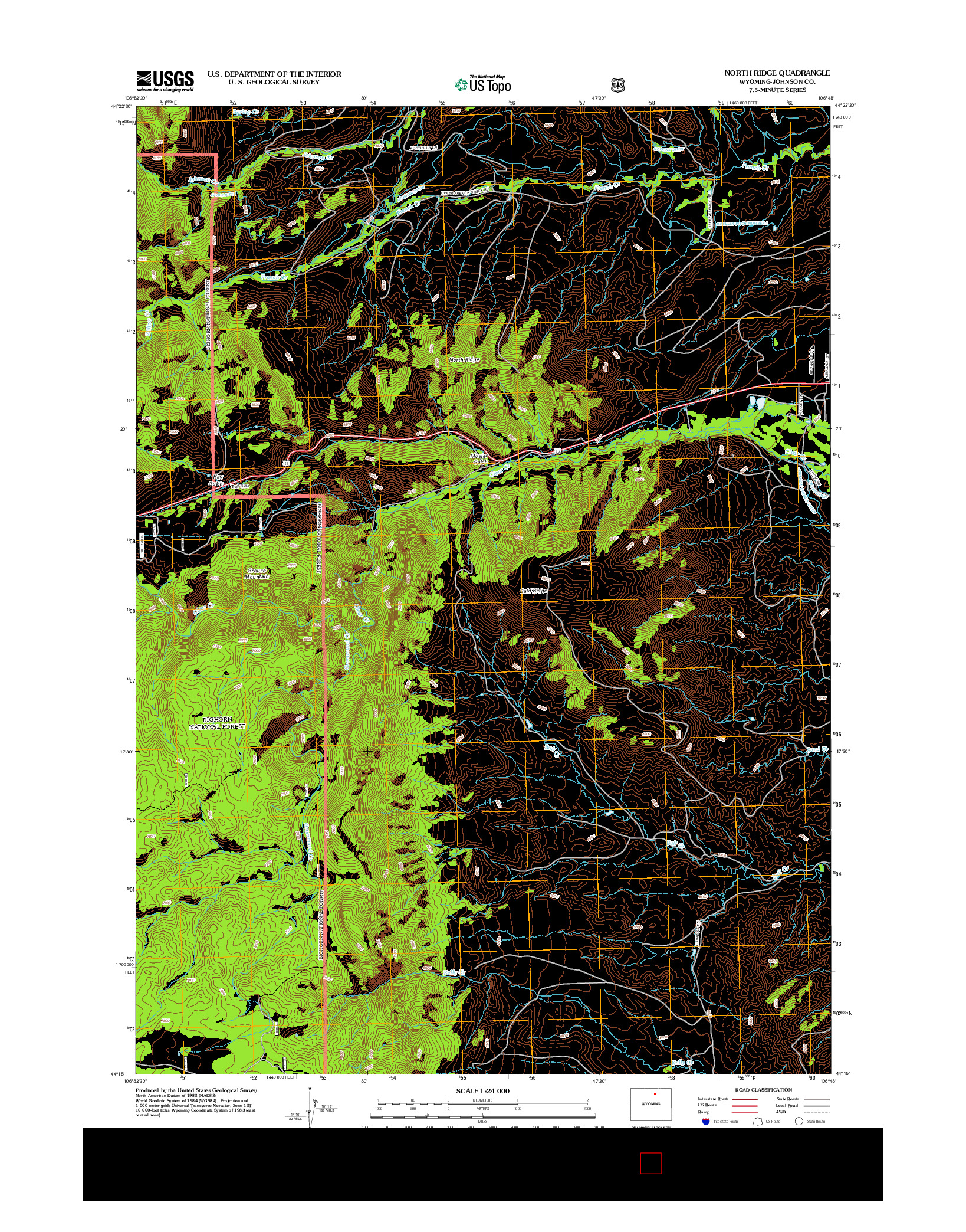 USGS US TOPO 7.5-MINUTE MAP FOR NORTH RIDGE, WY 2012