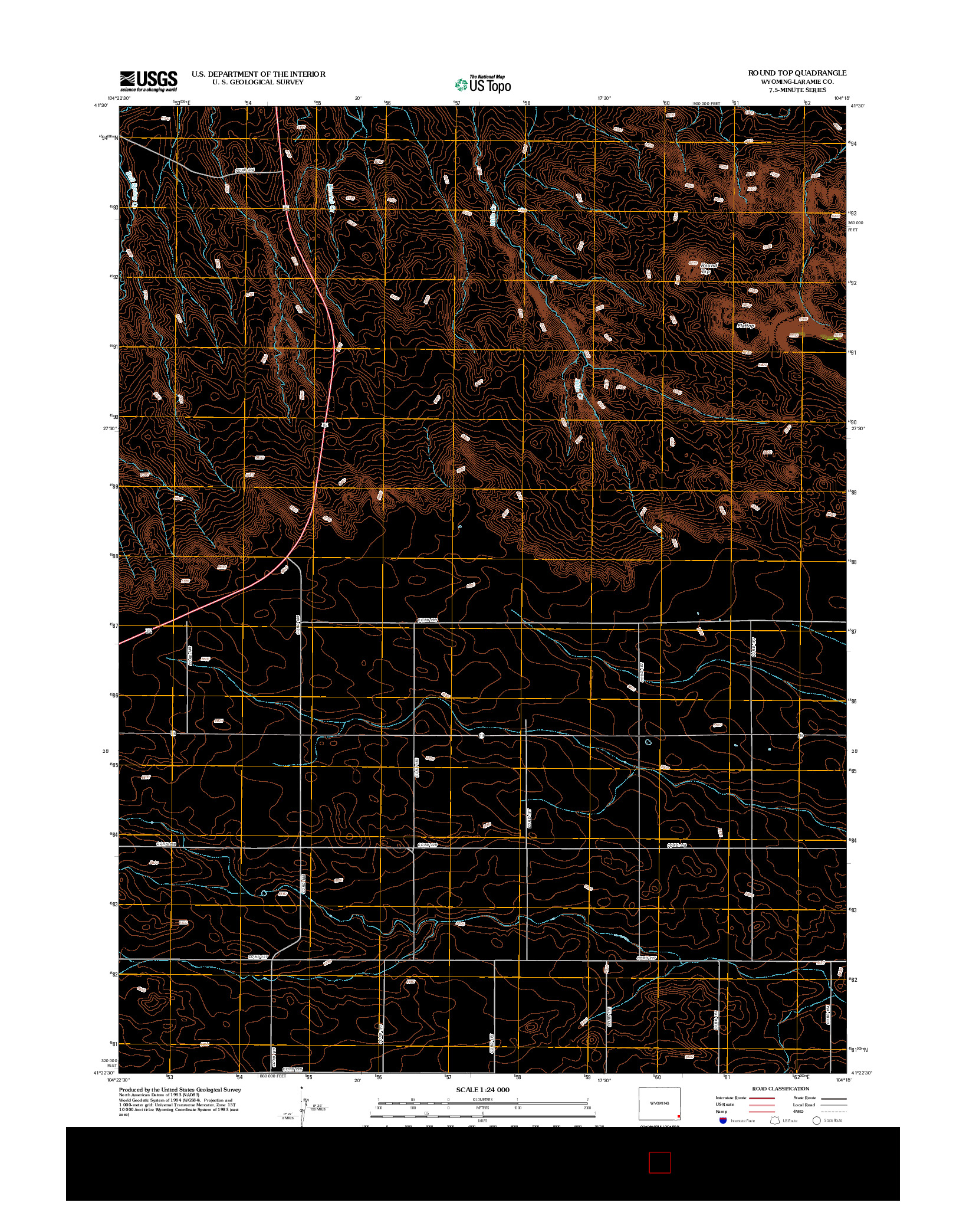 USGS US TOPO 7.5-MINUTE MAP FOR ROUND TOP, WY 2012