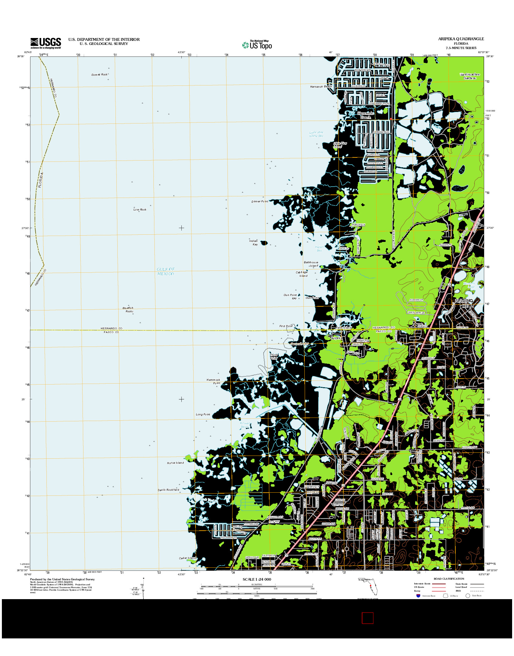 USGS US TOPO 7.5-MINUTE MAP FOR ARIPEKA, FL 2012