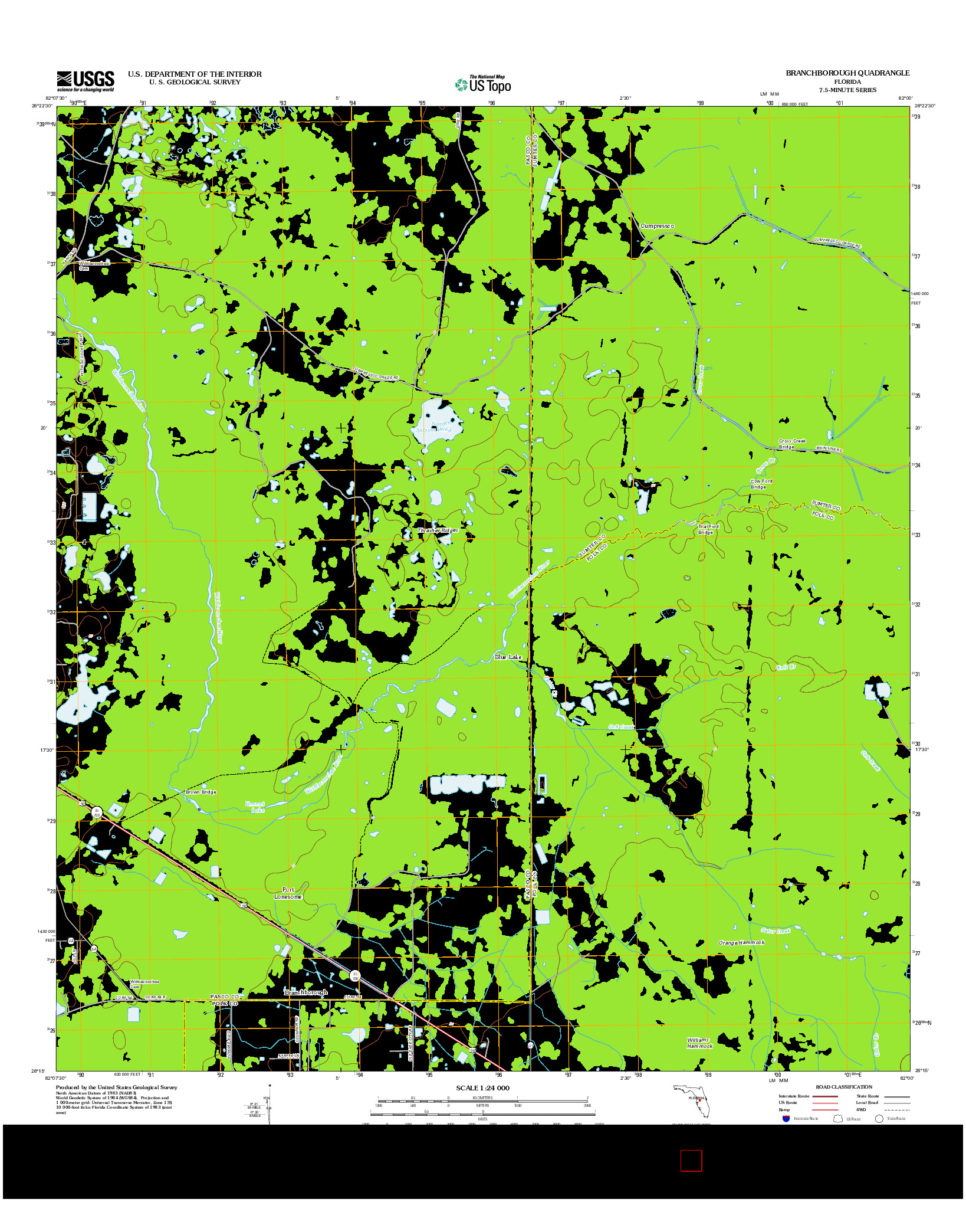 USGS US TOPO 7.5-MINUTE MAP FOR BRANCHBOROUGH, FL 2012