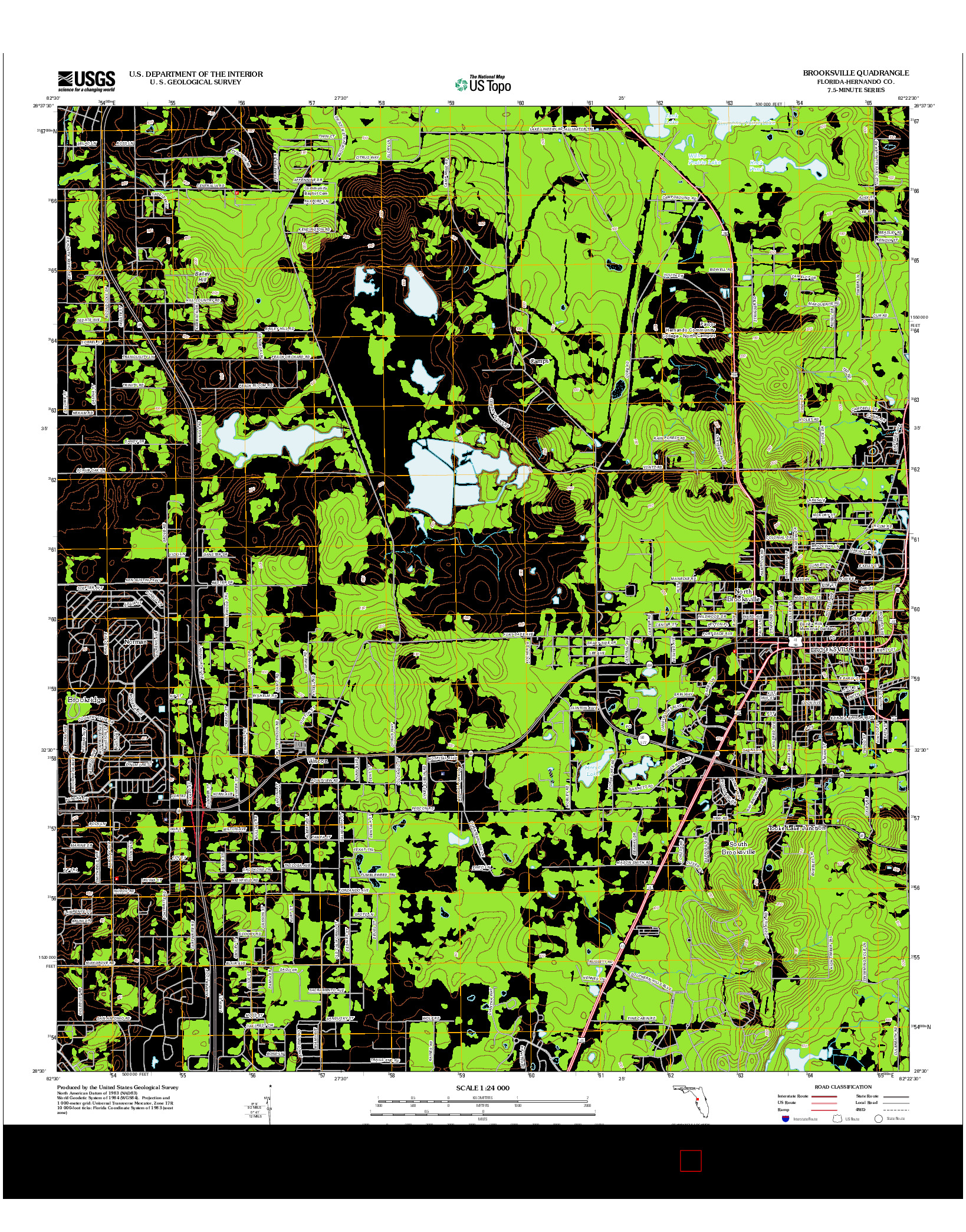 USGS US TOPO 7.5-MINUTE MAP FOR BROOKSVILLE, FL 2012