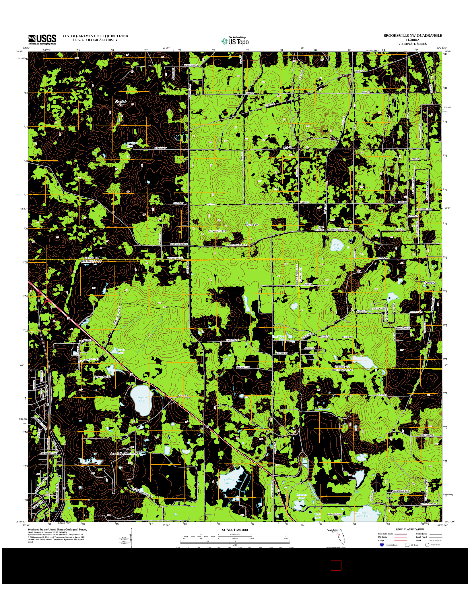 USGS US TOPO 7.5-MINUTE MAP FOR BROOKSVILLE NW, FL 2012