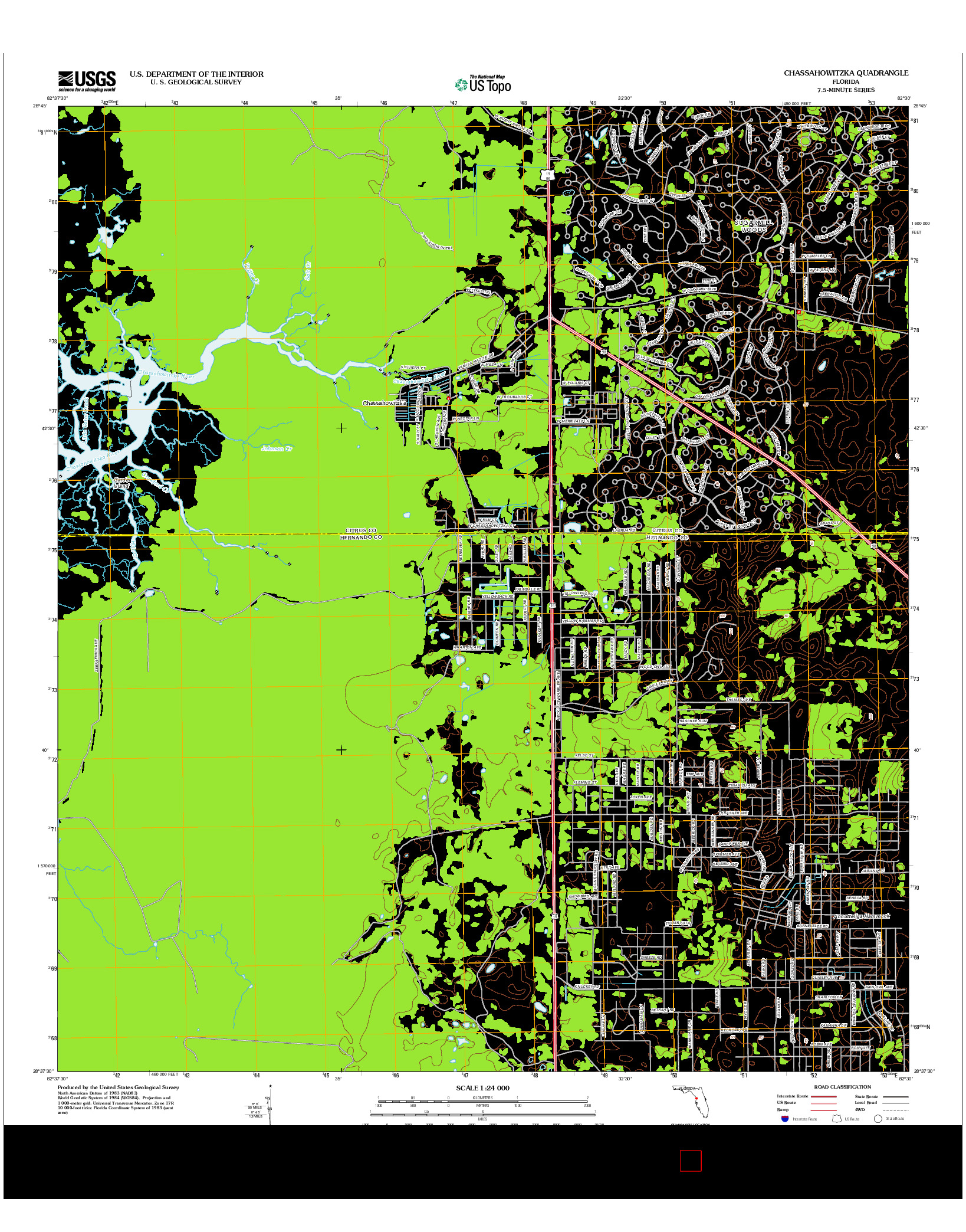USGS US TOPO 7.5-MINUTE MAP FOR CHASSAHOWITZKA, FL 2012