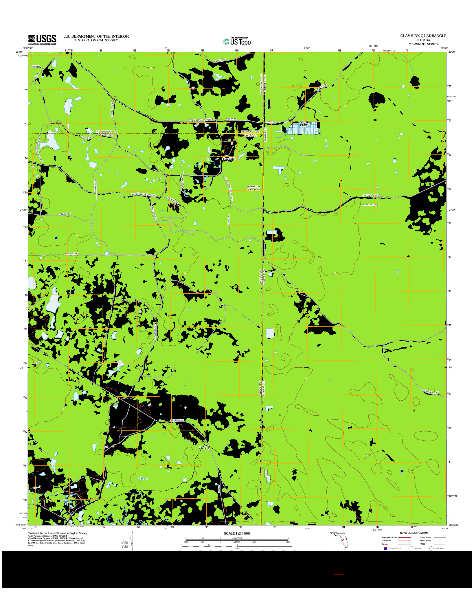 USGS US TOPO 7.5-MINUTE MAP FOR CLAY SINK, FL 2012