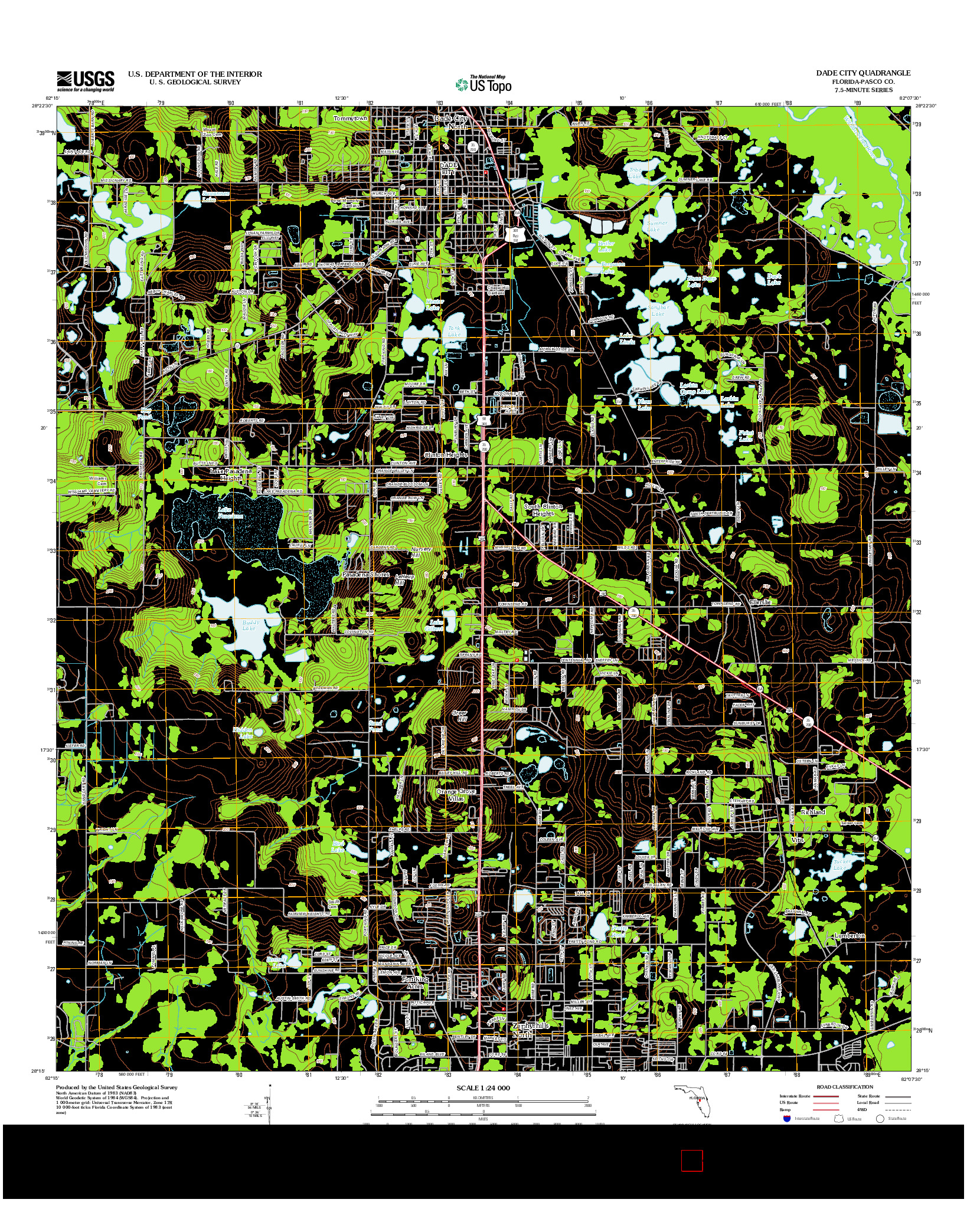 USGS US TOPO 7.5-MINUTE MAP FOR DADE CITY, FL 2012