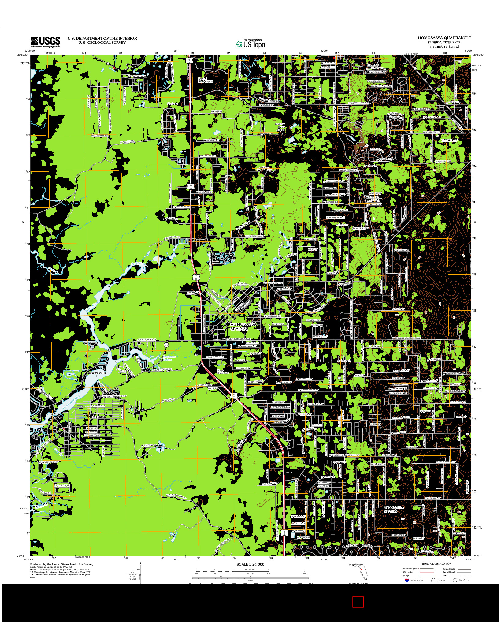 USGS US TOPO 7.5-MINUTE MAP FOR HOMOSASSA, FL 2012