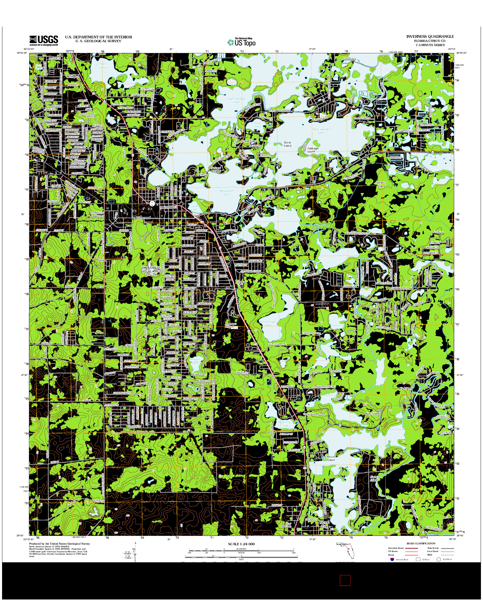 USGS US TOPO 7.5-MINUTE MAP FOR INVERNESS, FL 2012