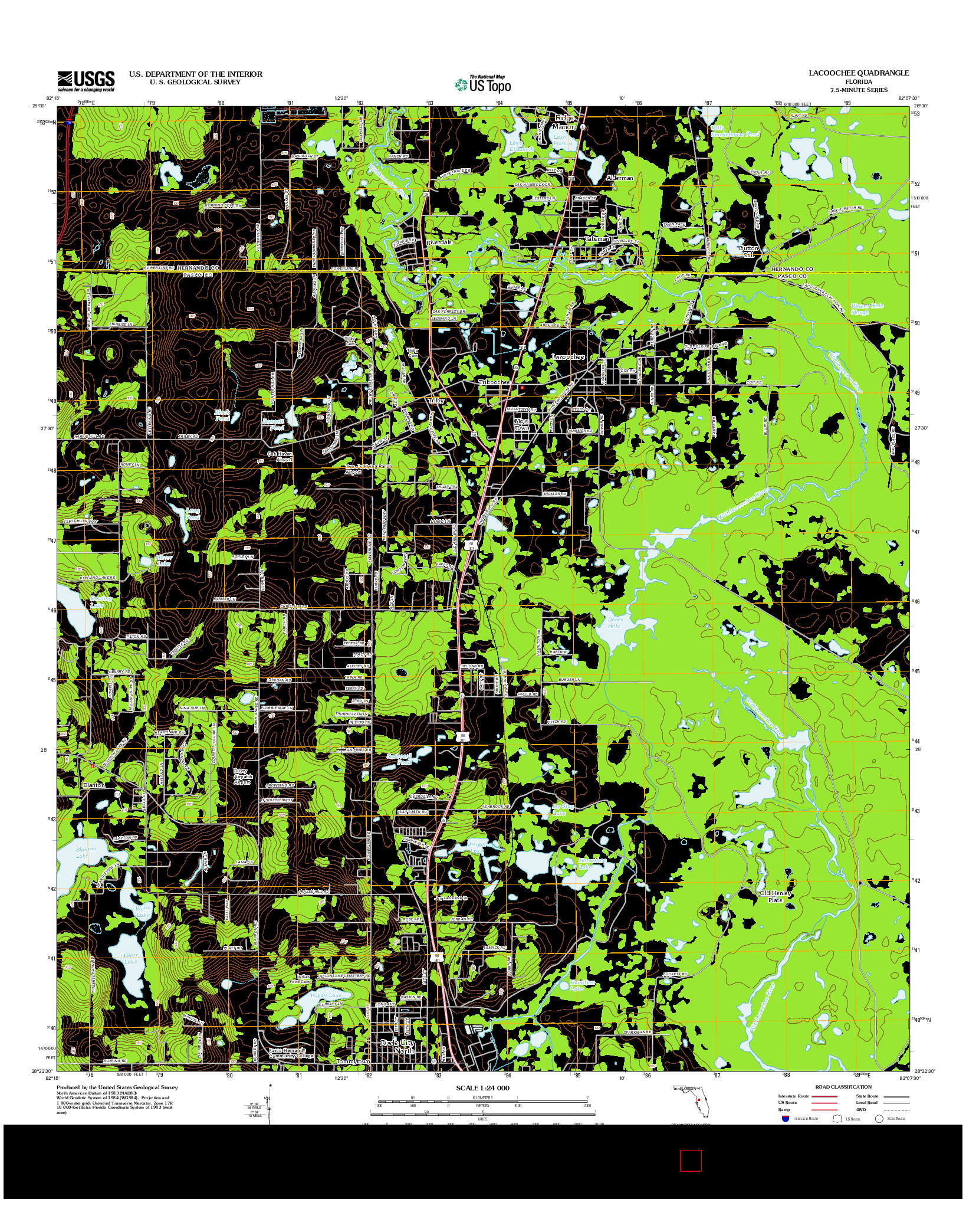 USGS US TOPO 7.5-MINUTE MAP FOR LACOOCHEE, FL 2012