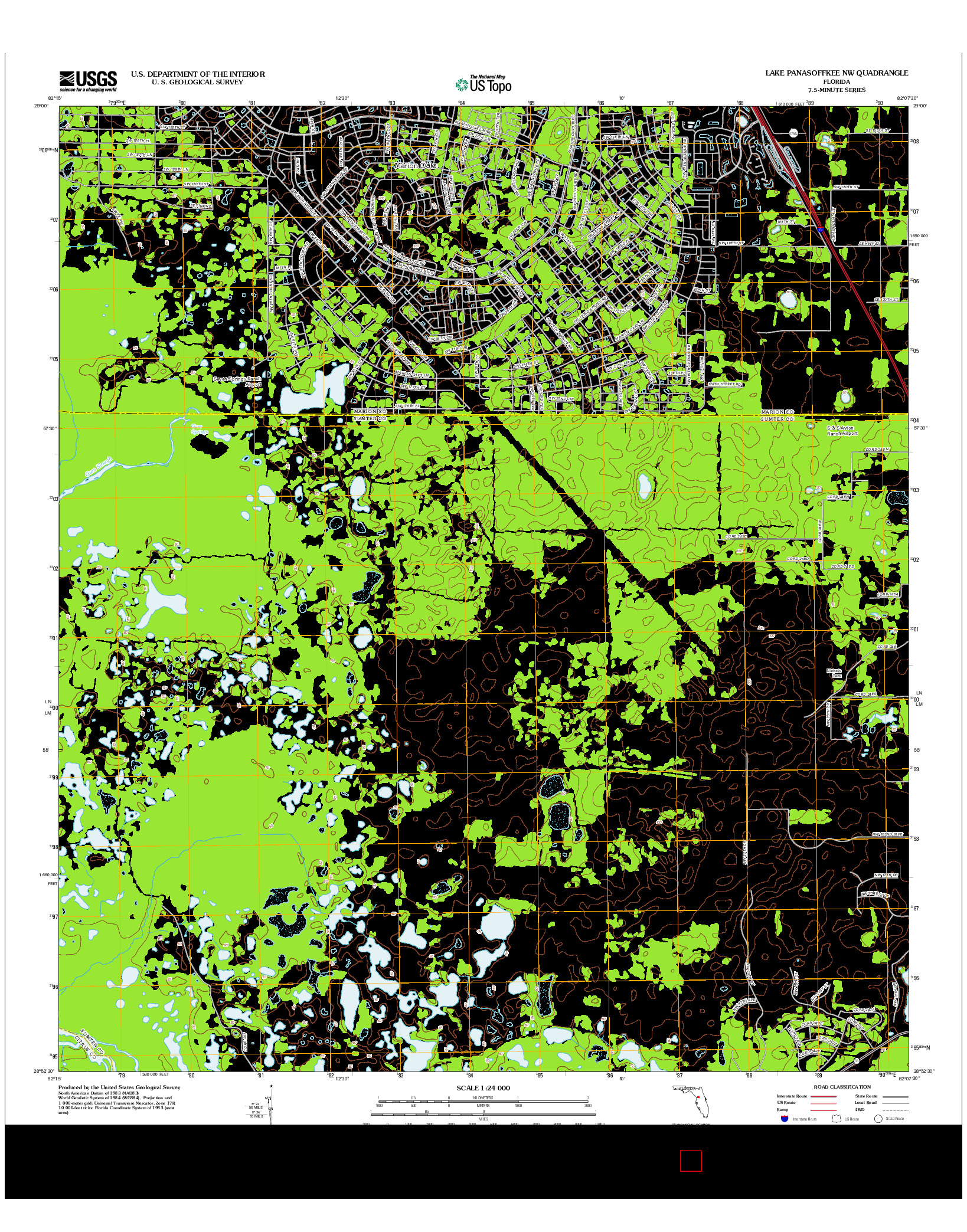 USGS US TOPO 7.5-MINUTE MAP FOR LAKE PANASOFFKEE NW, FL 2012